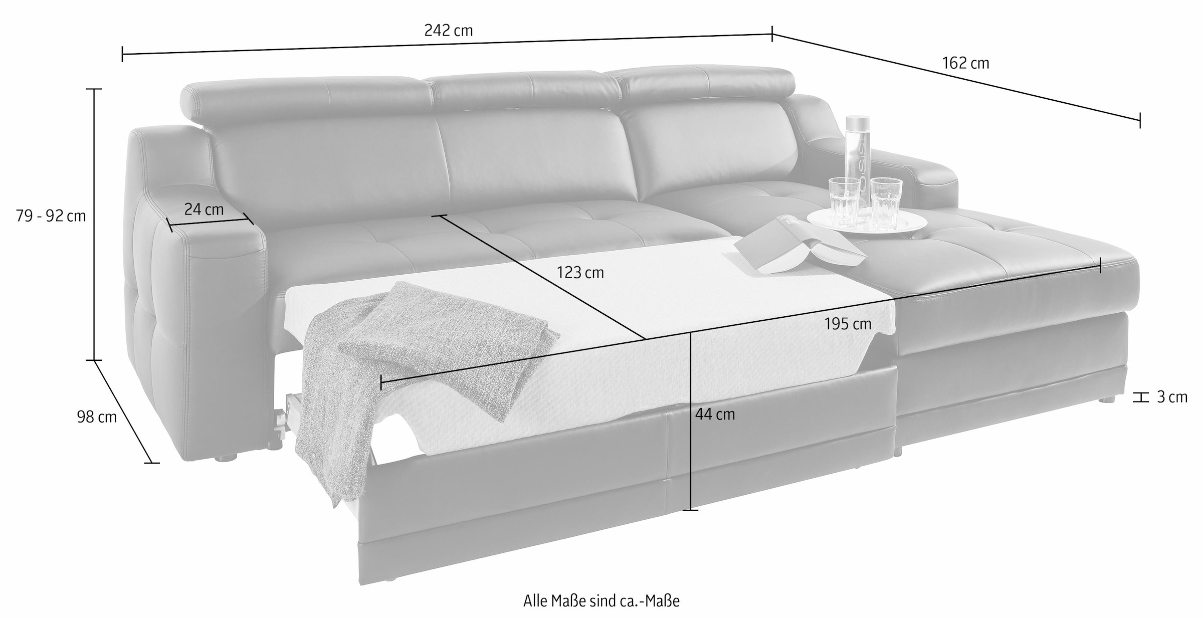 exxpo - sofa fashion Ecksofa »Lotos, L-Form«, mit Kopf- bzw. Rückenverstellung, wahlweise mit Bettfunktion