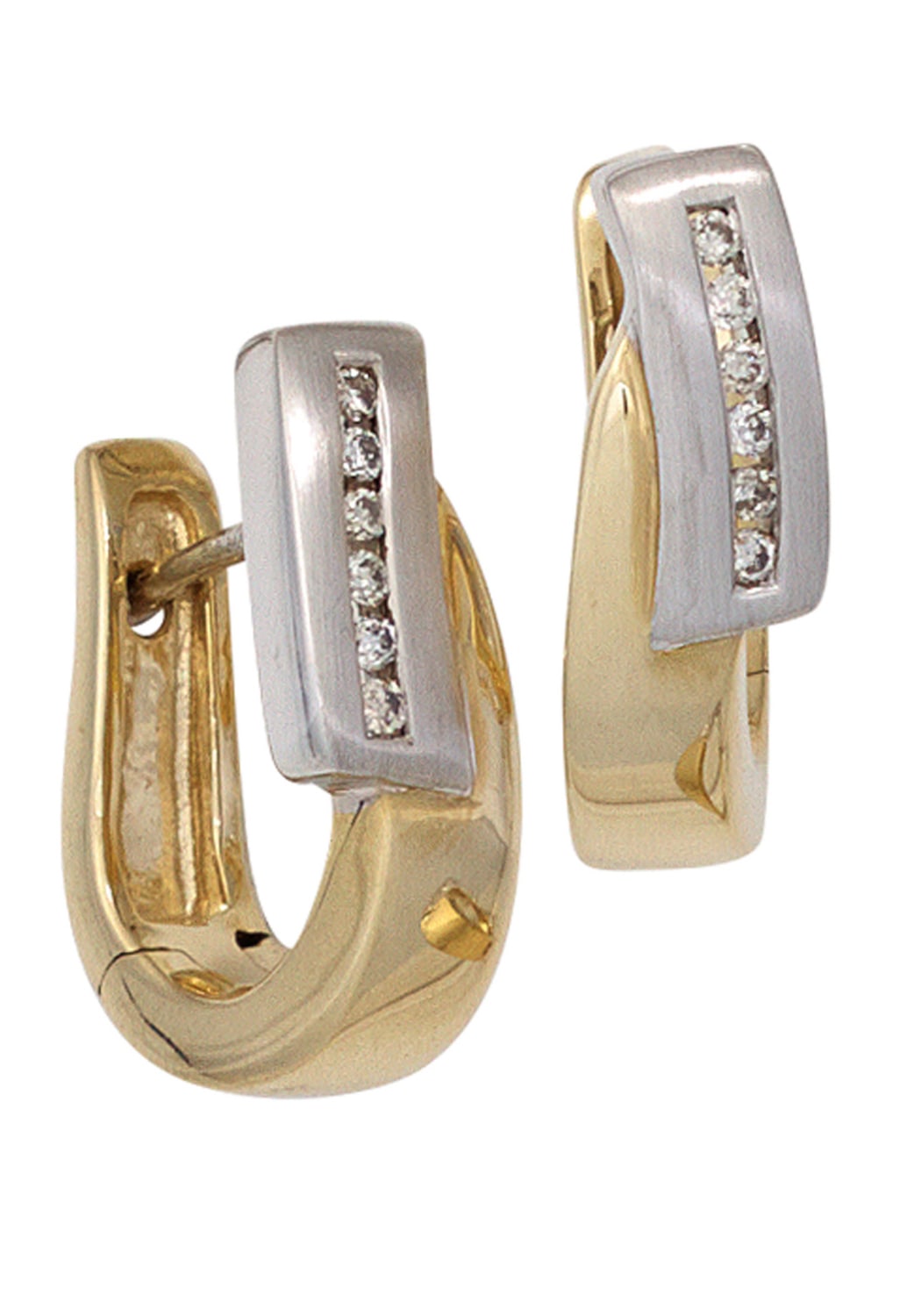 JOBO Paar Creolen »Ohrringe mit 12 Diamanten«, 585 Gold bicolor online  bestellen | BAUR | Creolen