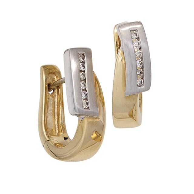 JOBO Paar Creolen »Ohrringe mit 12 Diamanten«, 585 Gold bicolor online  bestellen | BAUR