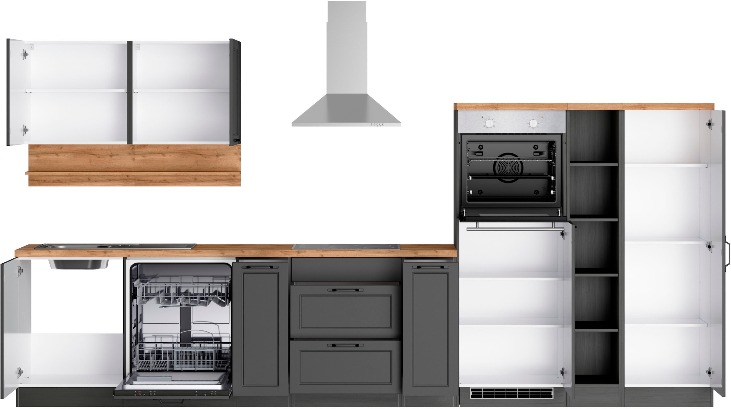 Kochstation Küche »KS-Lana«, 380 cm breit, wahlweise mit oder ohne E-Geräte