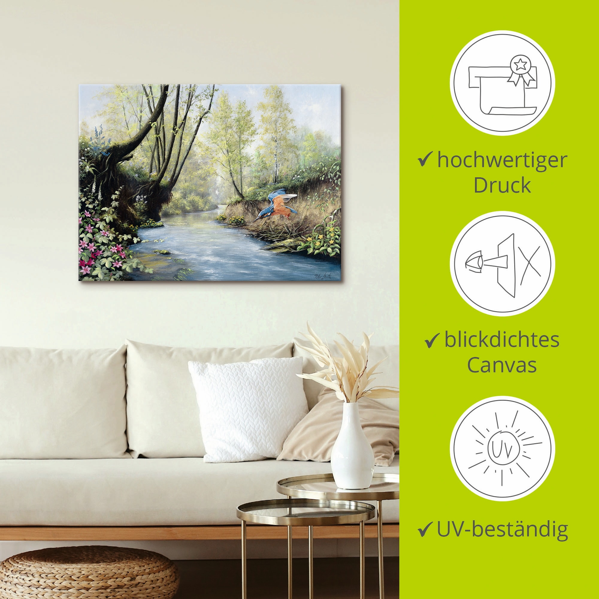 Artland Wandbild »Eisvogel III«, Gewässer, (1 St.), als Leinwandbild, Poster in verschied. Größen
