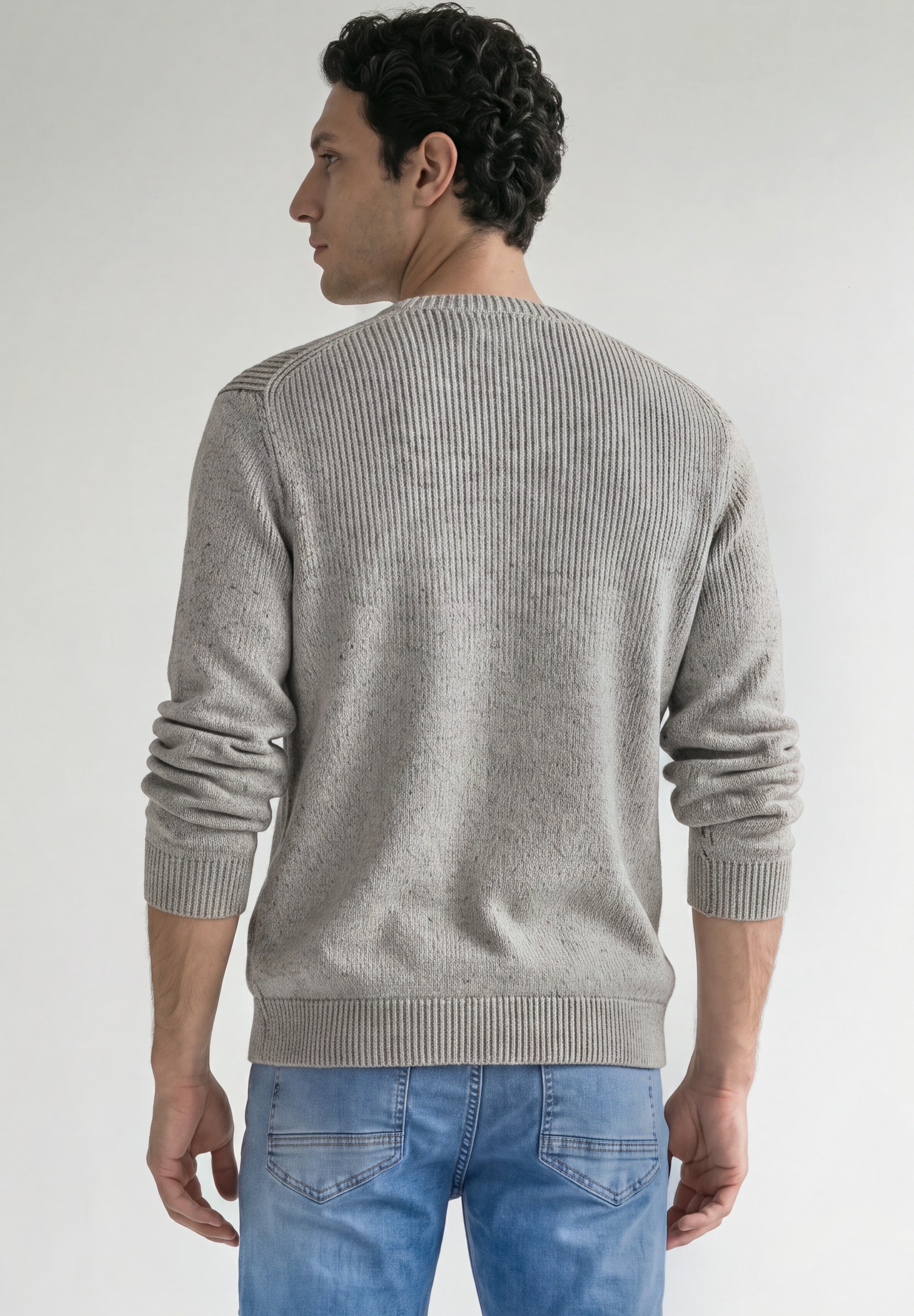STREET ONE MEN Rundhalspullover aus reiner Baumwolle