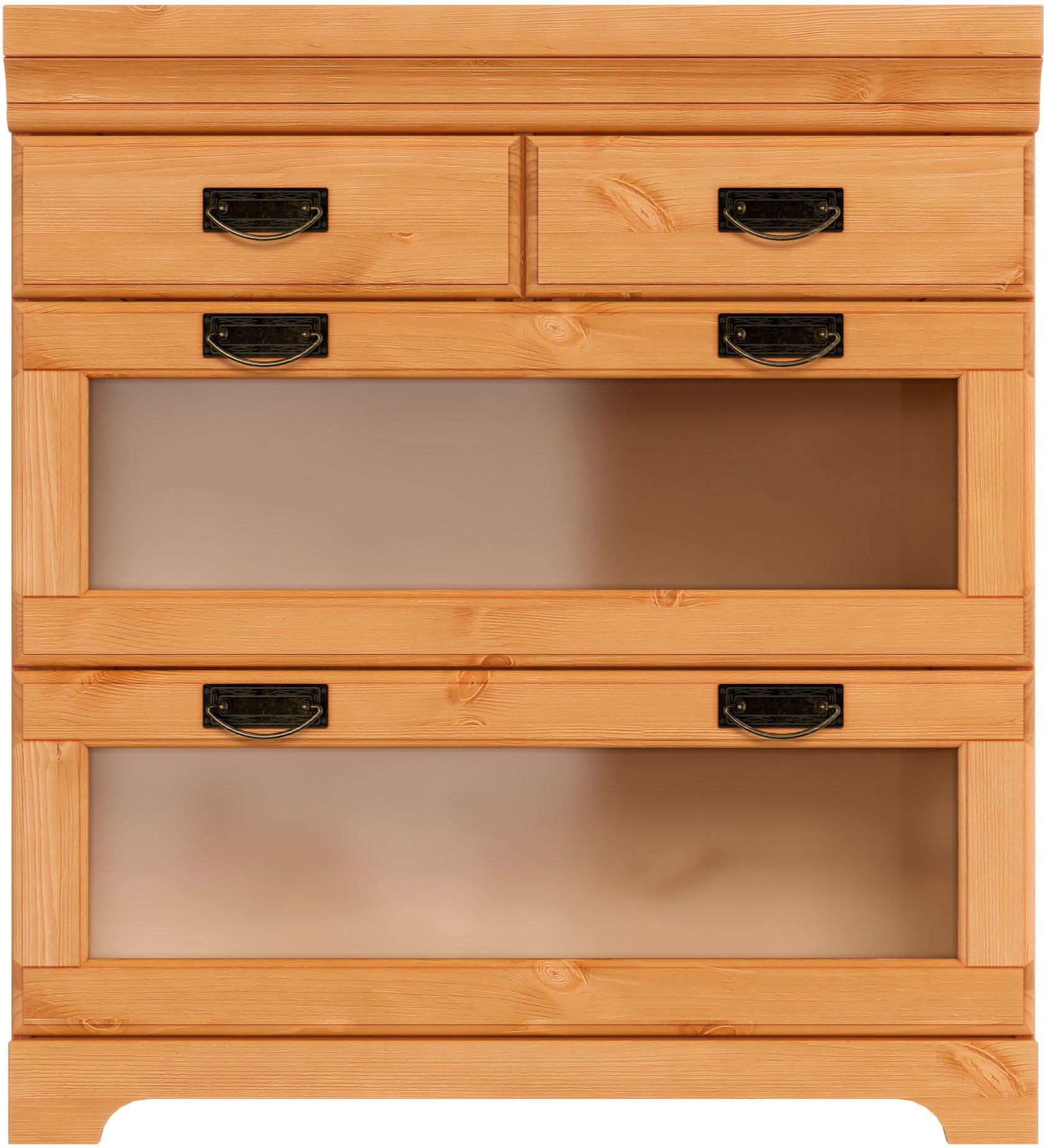 Home affaire Unterschrank »Rügen«, Breite 80 cm, Kiefer massiv, Schubkästen mit Glaseinsatz