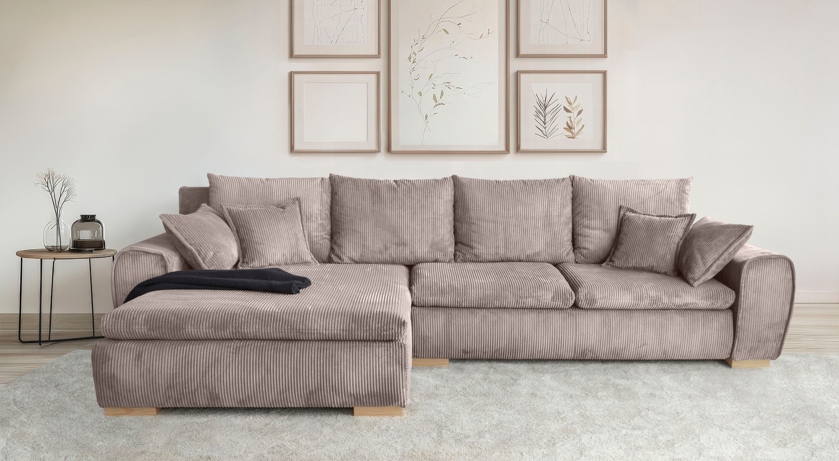 Home affaire "Katja L-Form, B: 325 cm - OTTO. Verlässliche Qualität." Schlaffunktion, Bettkasten & 4 Zierkissen