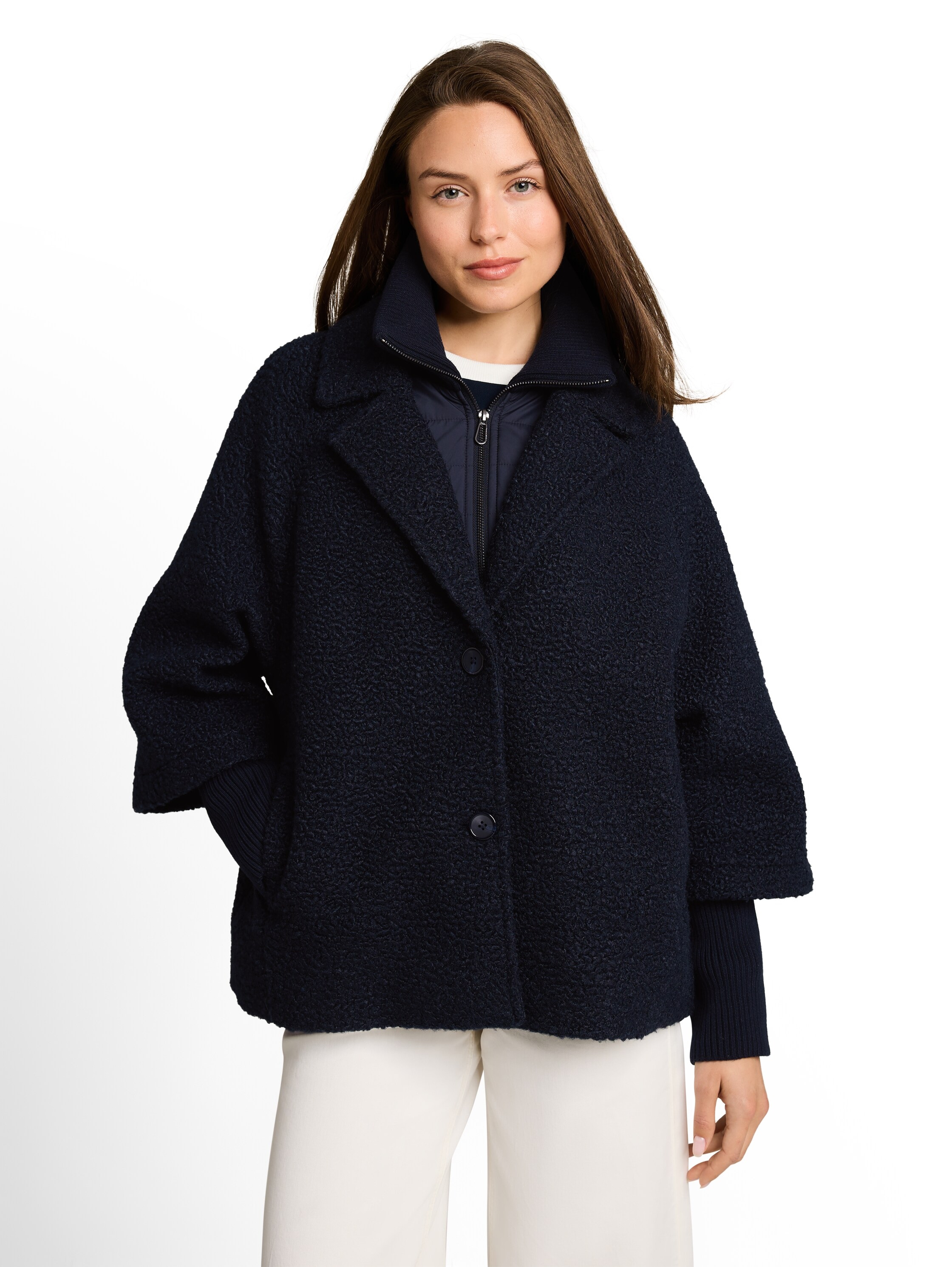TOM TAILOR 1100000002199 "Regular" ohne Kapuze mit Reverskragen und Stehkragen-Inlay und Knopfleiste