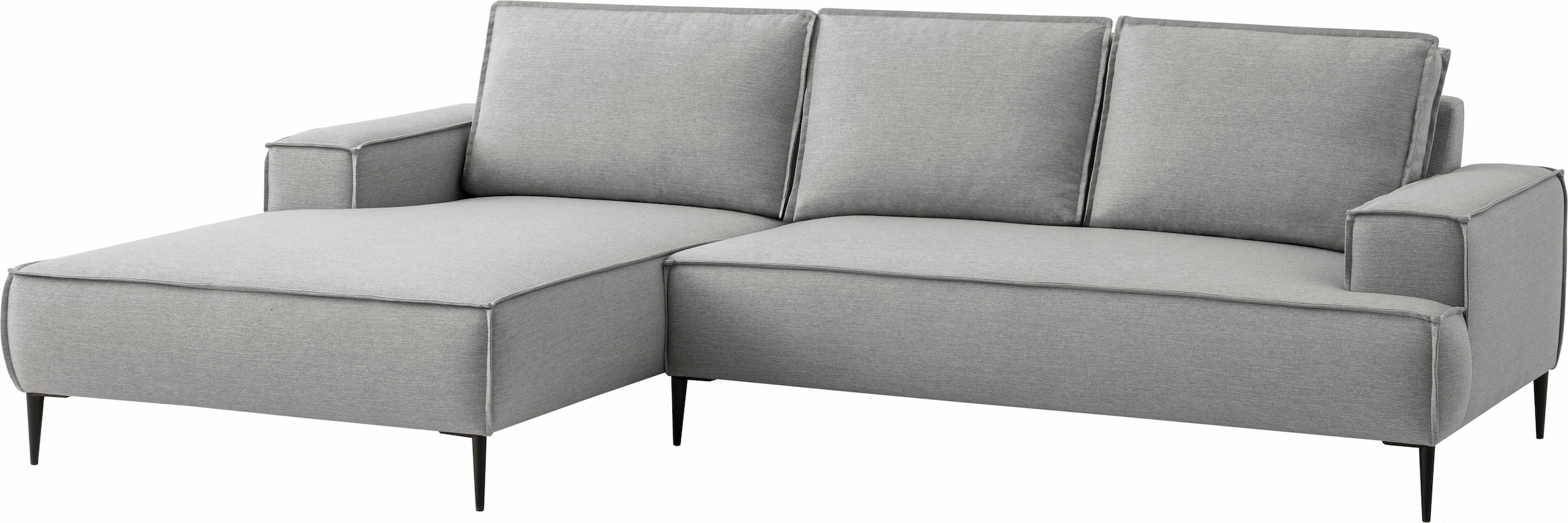 andas Ecksofa »TVINNU, L-Form, 275cm, in Cord und Flachgewebe«, wahlweise Recamiere rechts/links, schwarze Füße, bequemer Sitzkomfort