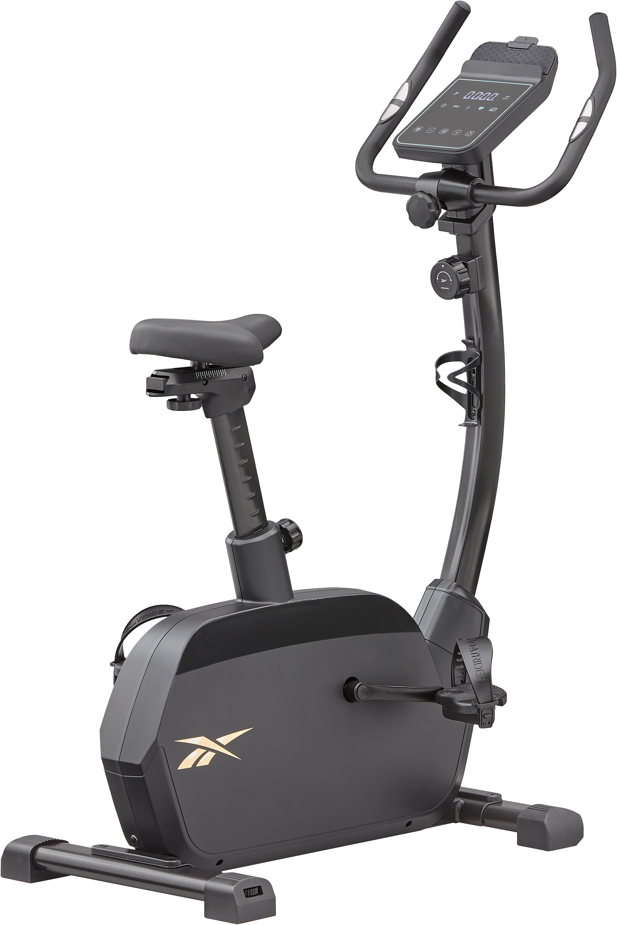 REEBOK Heimtrainer "FR20 Heimtrainer", mit Unterlegmatte, schwarz, Heimtrainer, 120 kg max. Benutzergewicht, Fahrrad, 8 Widerstandsstufen
