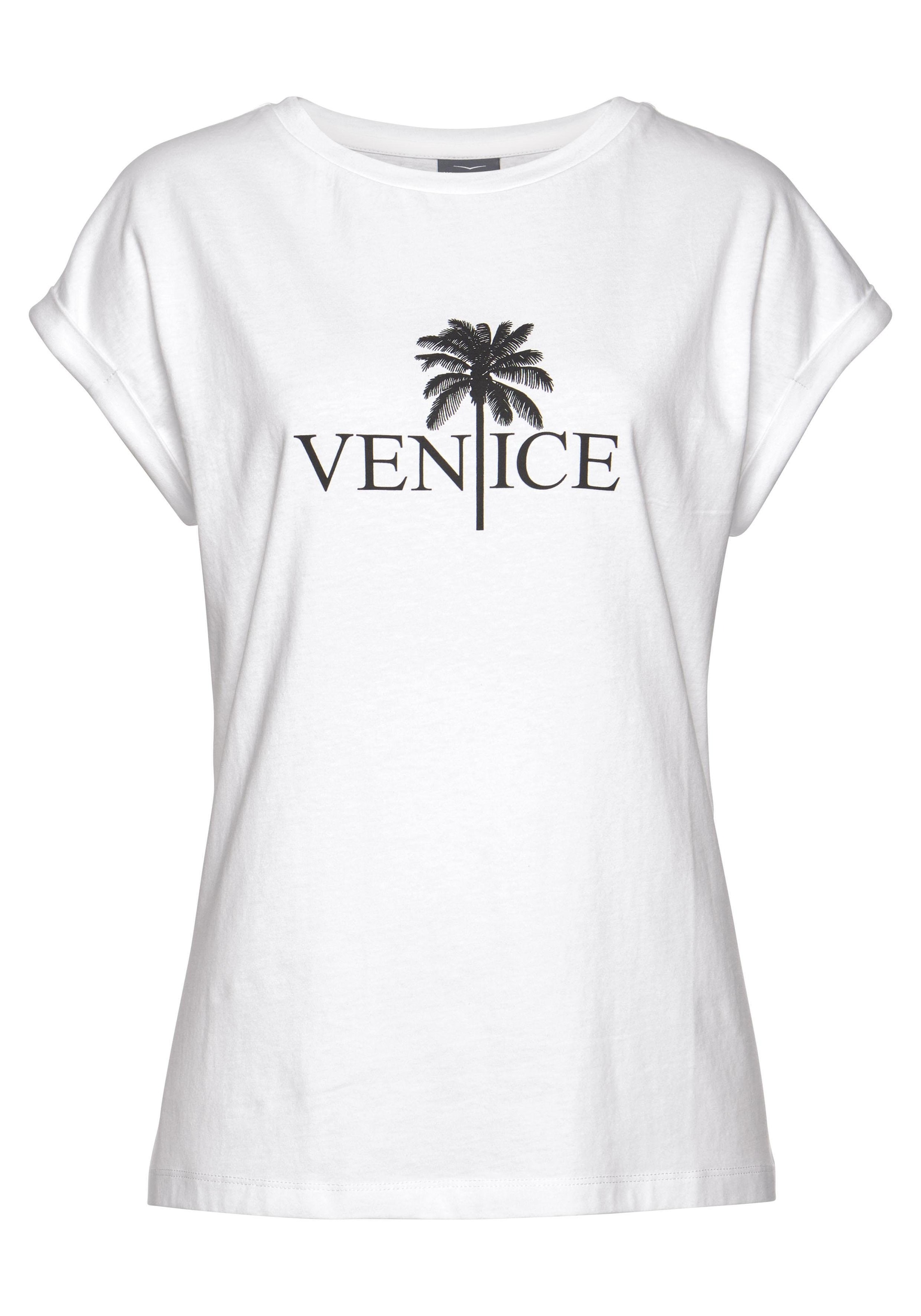 Venice Beach Rundhalsshirt, mit Frontdruck, T-shirt aus Baumwolle, Kurzarmshirt, Basic