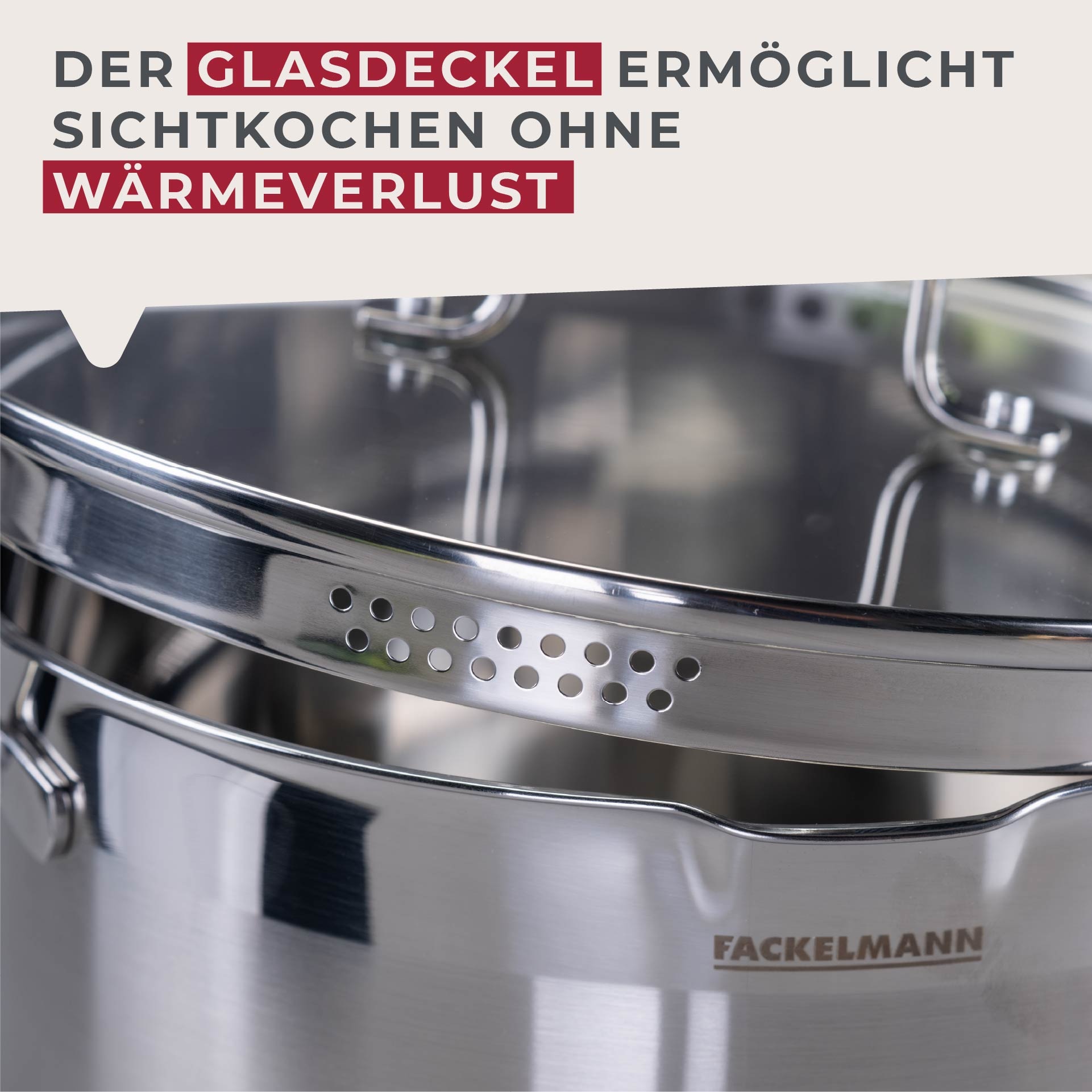 FACKELMANN Topf-Set »Bamberg, mit Dämpfeinsatz«, Edelstahl, (Set, 10 tlg.), Deckel mit Abgießfunktion