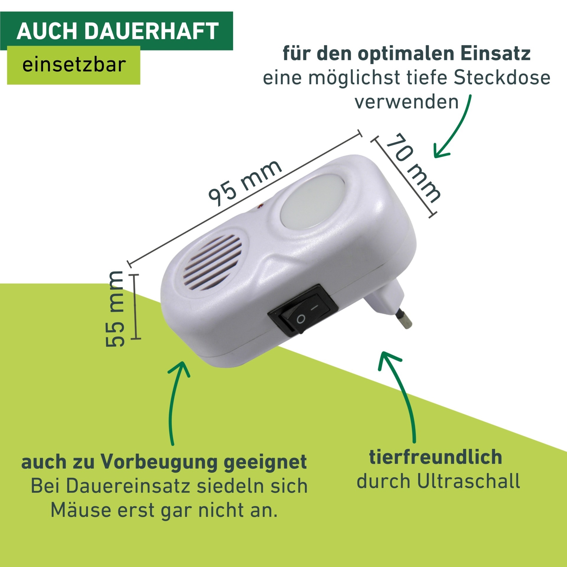 Windhager Ultraschall-Tierabwehr »Mausvertreiber Electro Comfort für Steckdosen« Mäuseabwehr mit einem Wirkungsbereich bis zu 30 m², weiß