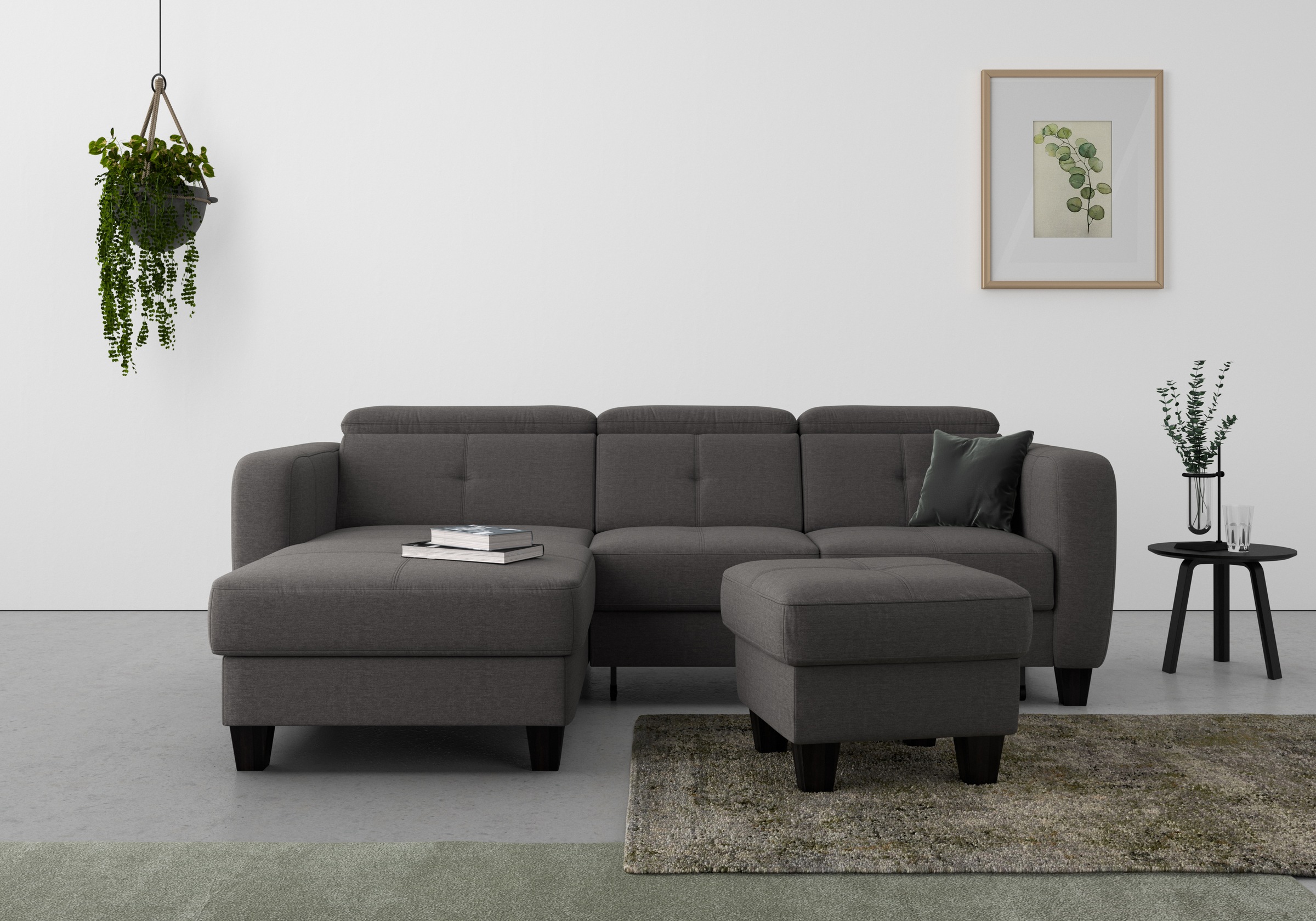sit&more Ecksofa »Belluci L-Form«, inklusive Federkern, wahlweise mit Bettfunktion und Bettkasten