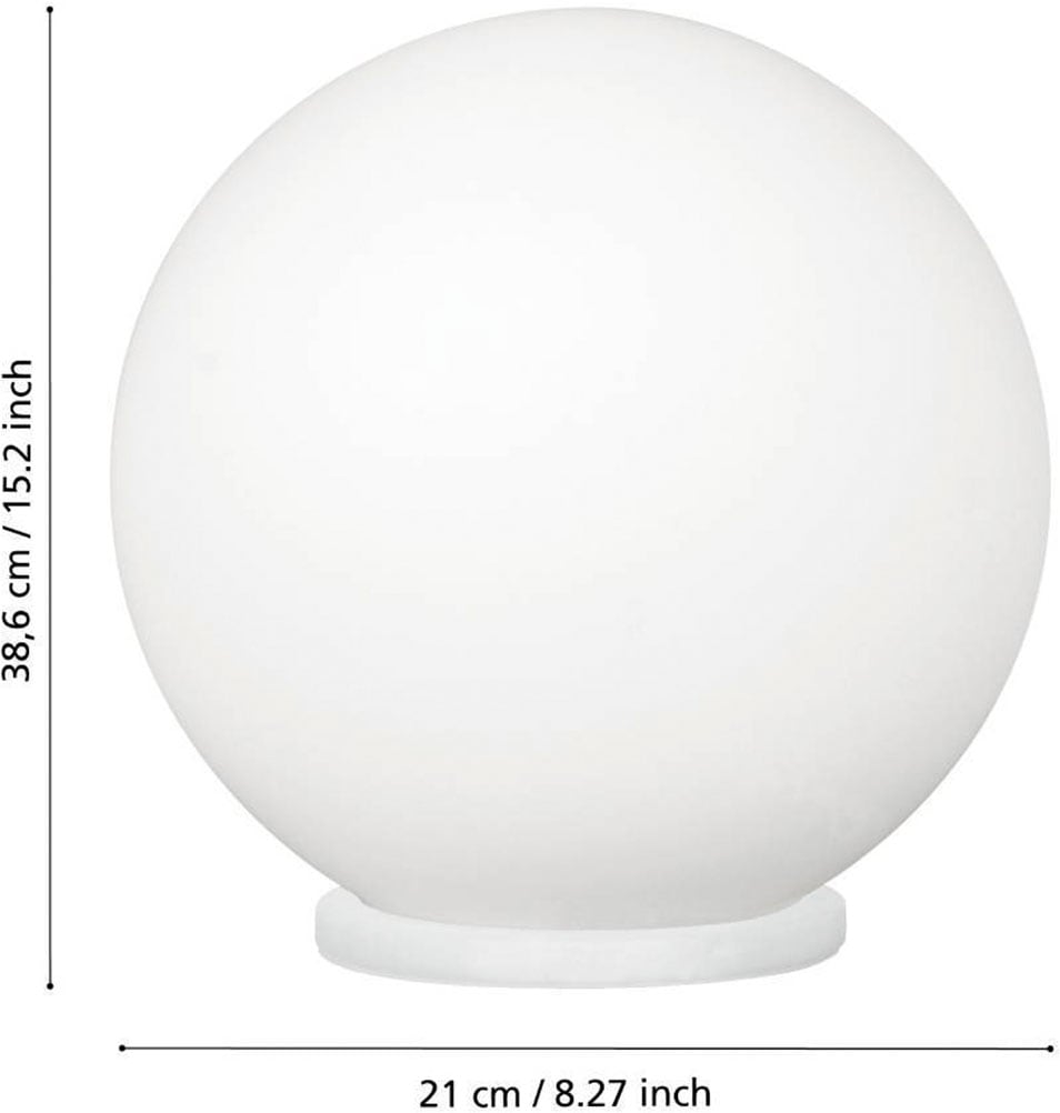 EGLO Tischleuchte »RONDO Tischlampe, Metall in weiß, Glas in Opal matt weiß, E27«, 1 flammig, Leuchtmittel E27 | Leuchtmittel wechselbar-ohne Leuchtmittel, Nachttischlampe, zeitloses Design, modern, schlicht, 20x20cm