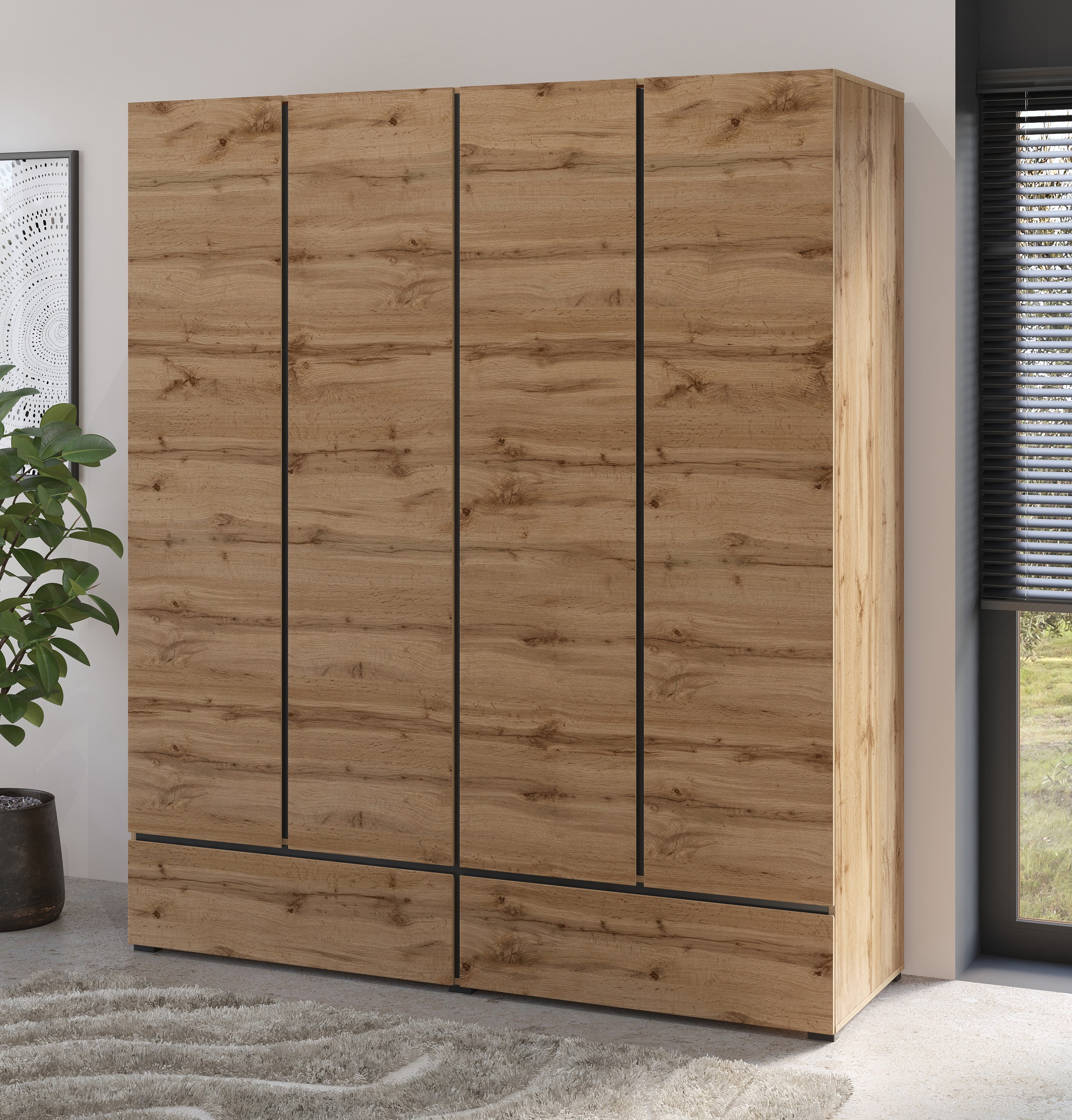 Home affaire Drehtürenschrank "Cross, moderner griffloser Kleiderschrank", günstig online kaufen