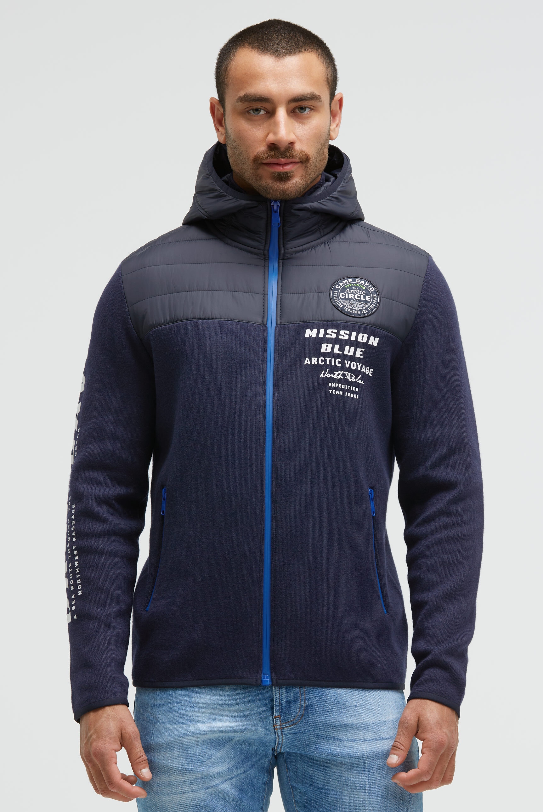 CAMP DAVID Kapuzenstrickjacke, mit Stehkragen günstig online kaufen