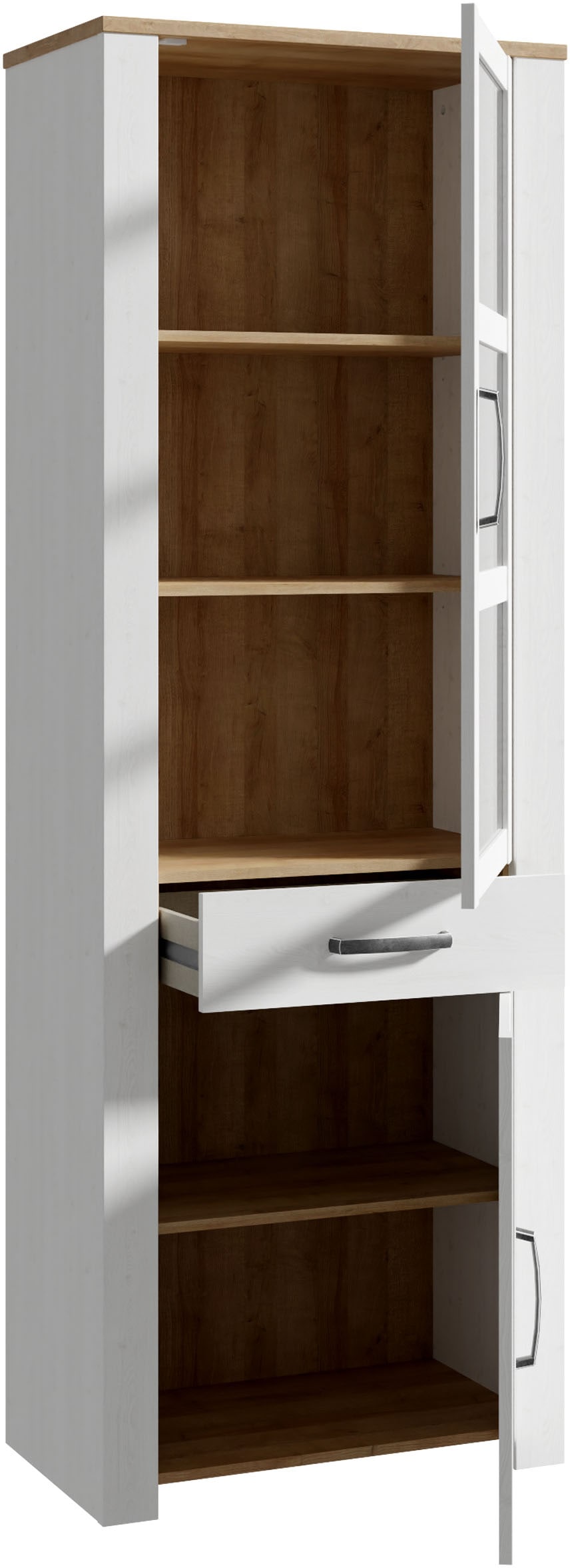 FORTE Highboard »Bohol, Vitrine, 1 Glastüre,1 SK, 1 Türe« B/H/T 71,7/205,4/42 cm Beleuchtung optional bestellbar