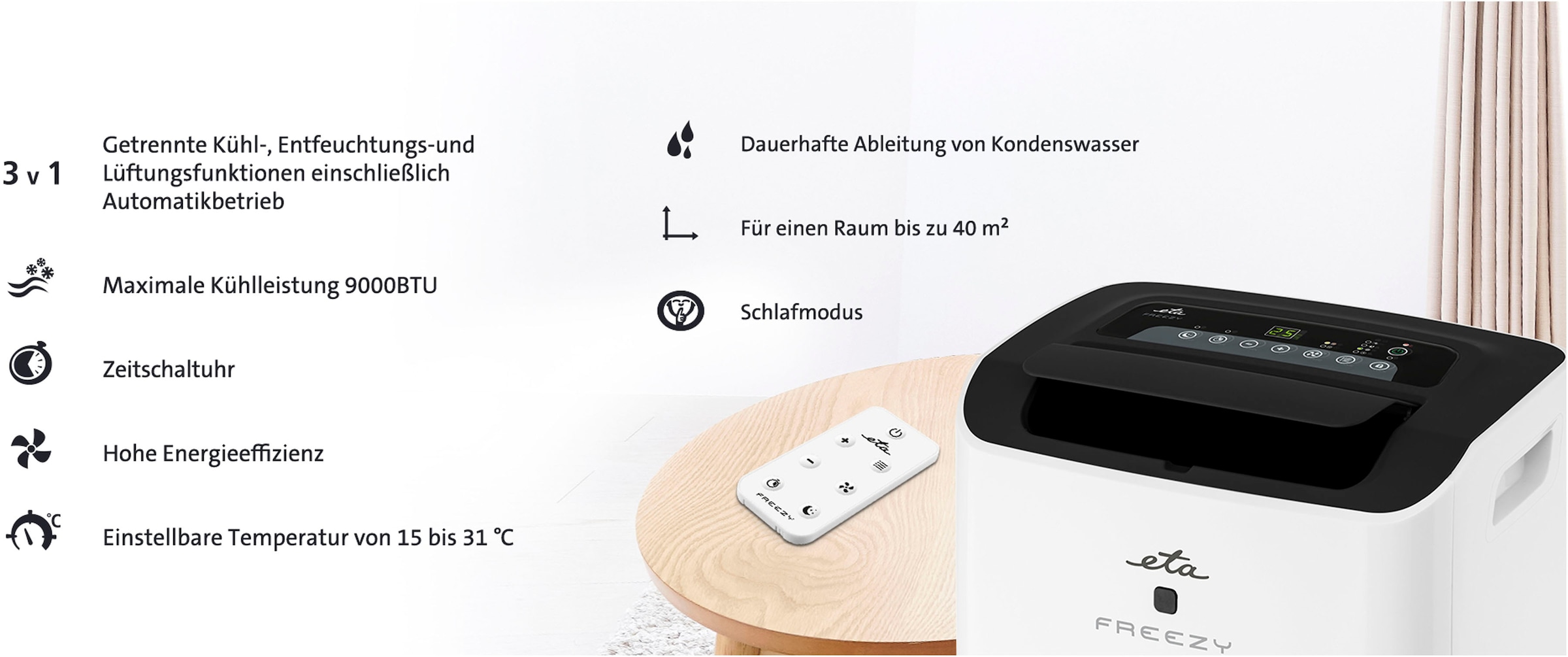 eta 3-in-1-Klimagerät »Freezy«, 1 l Fassungsvermögen