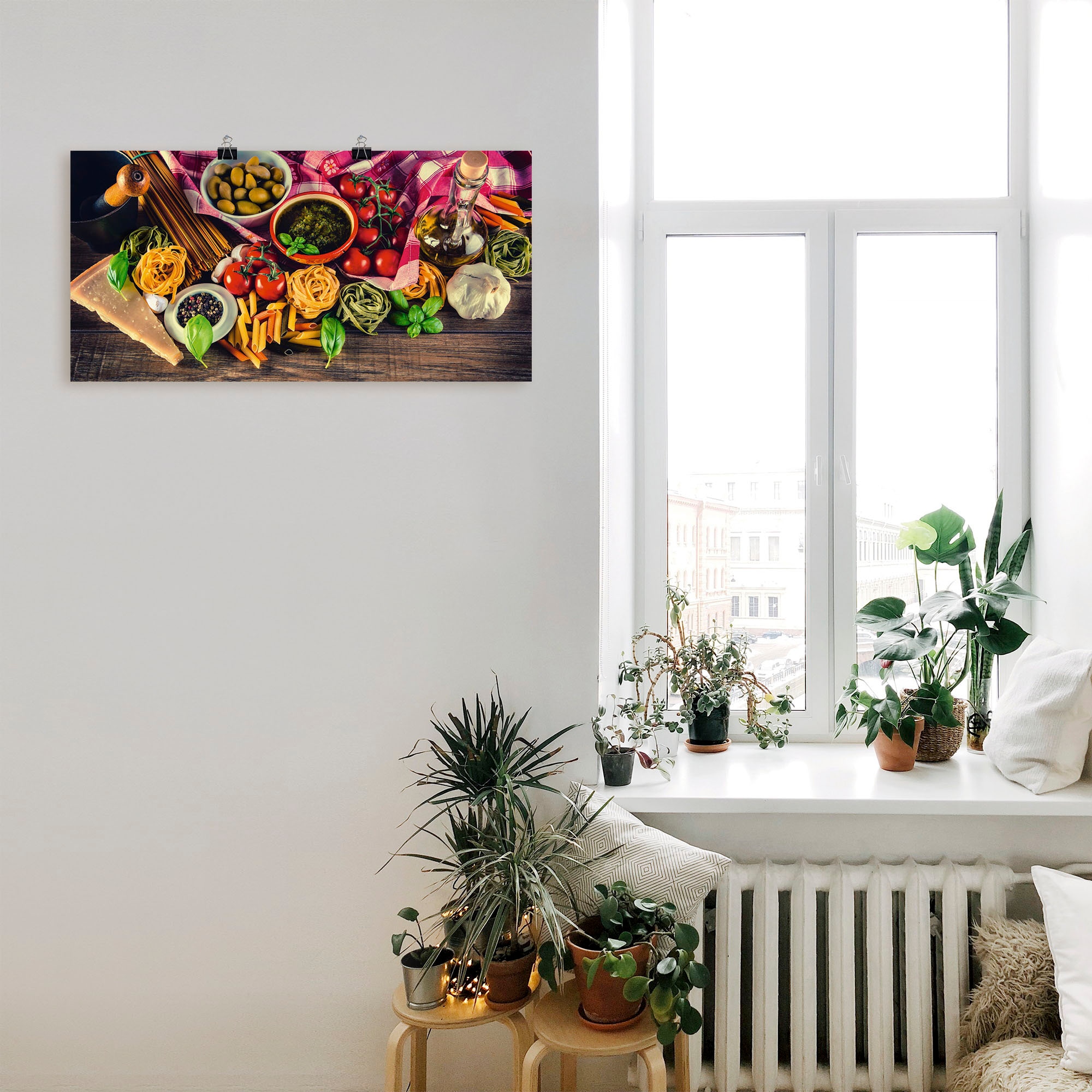 Artland Wandbild »Italienisch mediterrane Lebensmittel«, Lebensmittel, (1 St.), als Alubild, Outdoorbild, Leinwandbild, Poster, Wandaufkleber