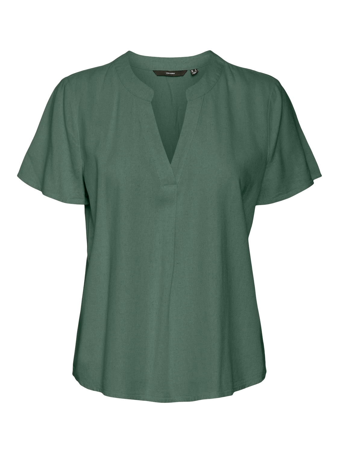 Vero Moda Blusenshirt »VMMYMILO SS V-NECK TOP WVN GA«, mit Leinen