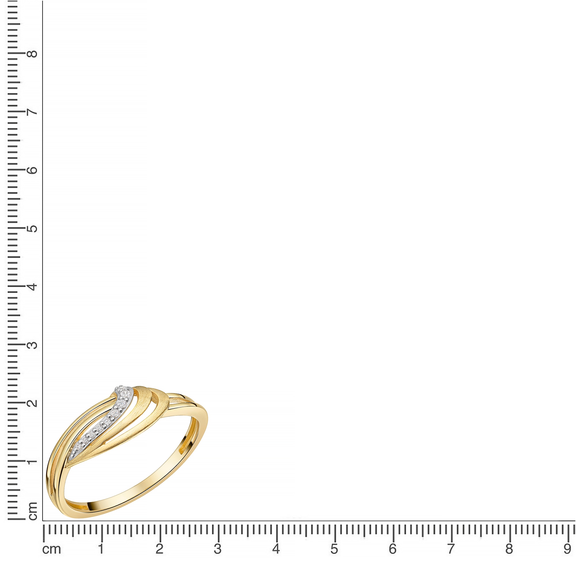Firetti Fingerring »Schmuck Geschenk Gold 333 Damenring Ring Welle bicolor« mit Zirkonia (synth.)