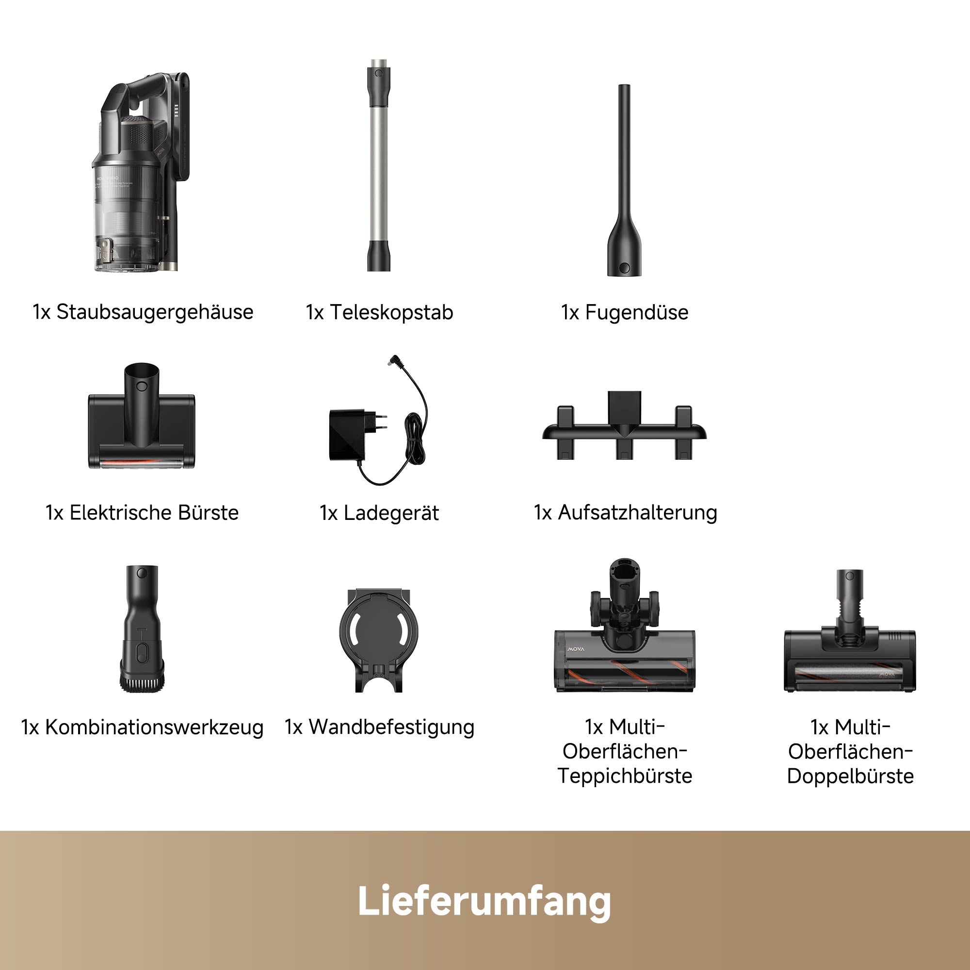 Mova Akku-Stielstaubsauger »G70 Complete« 99,9% Filterung, LED-Display