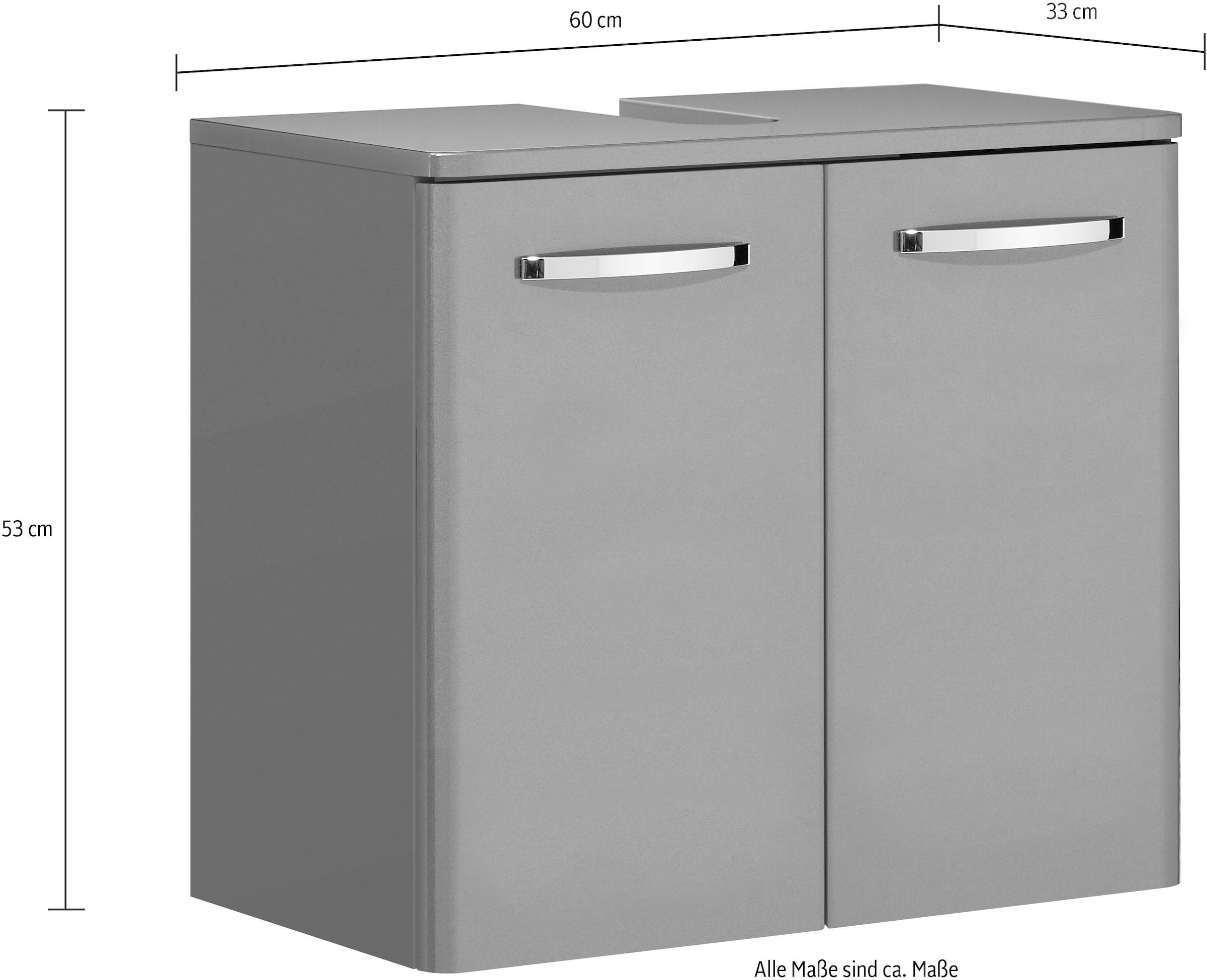 Saphir Badmöbel-Set »Quickset 327 5-teilig, Waschbeckenunterschrank und LED-Spiegelschrank«, (Set, 5 St.), Anthrazit Hochglanz, inkl. Türdämpfer, ohne Waschbecken, mit 8 Türen