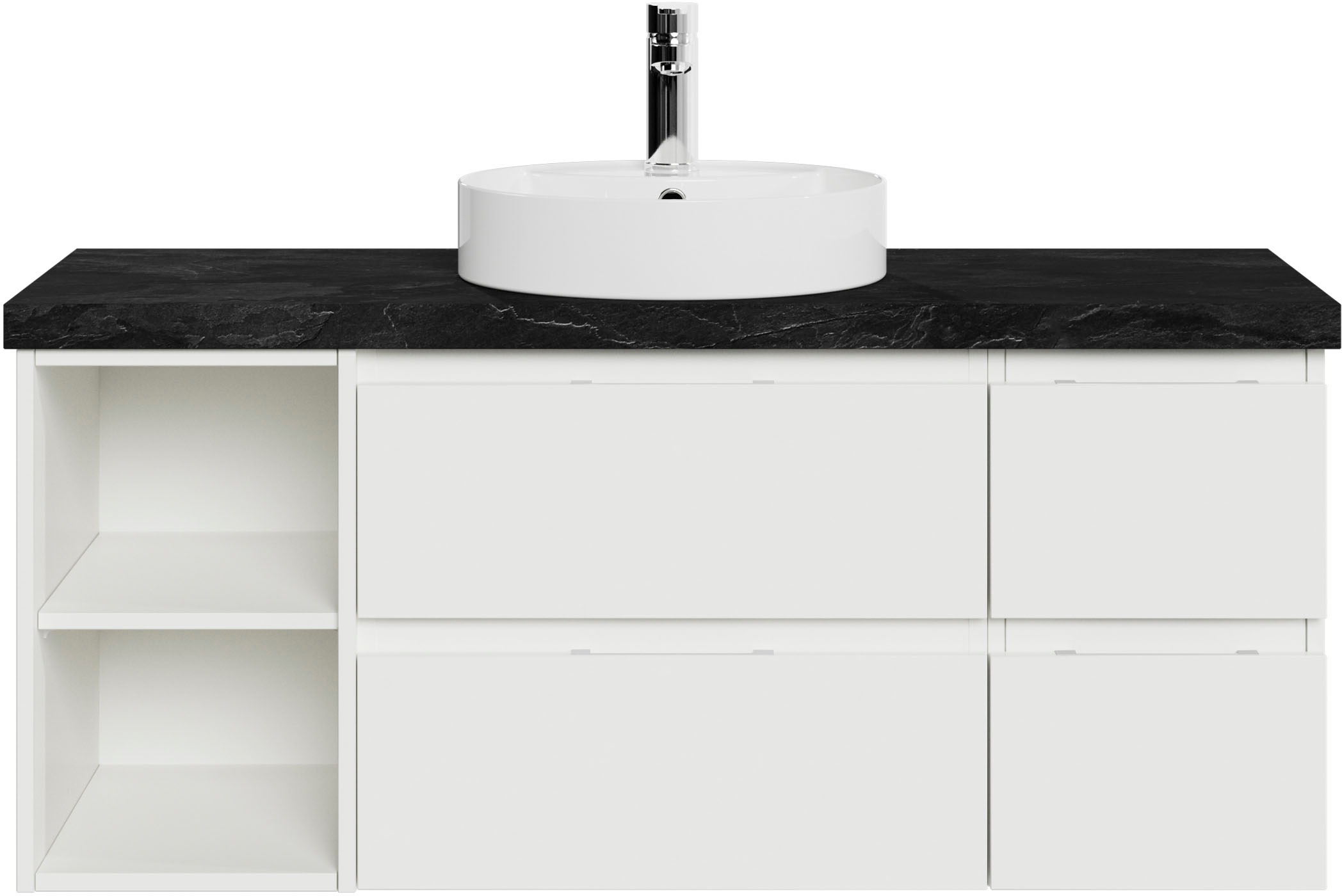 Saphir Badmöbel-Set »Serie 4035 2-teilig, Keramik-Aufsatzbecken mit LED-Spiegel«, (Set), Waschplatz inkl. Türdämpfer, 120 cm breit, 4 Schubladen, 3 Türen
