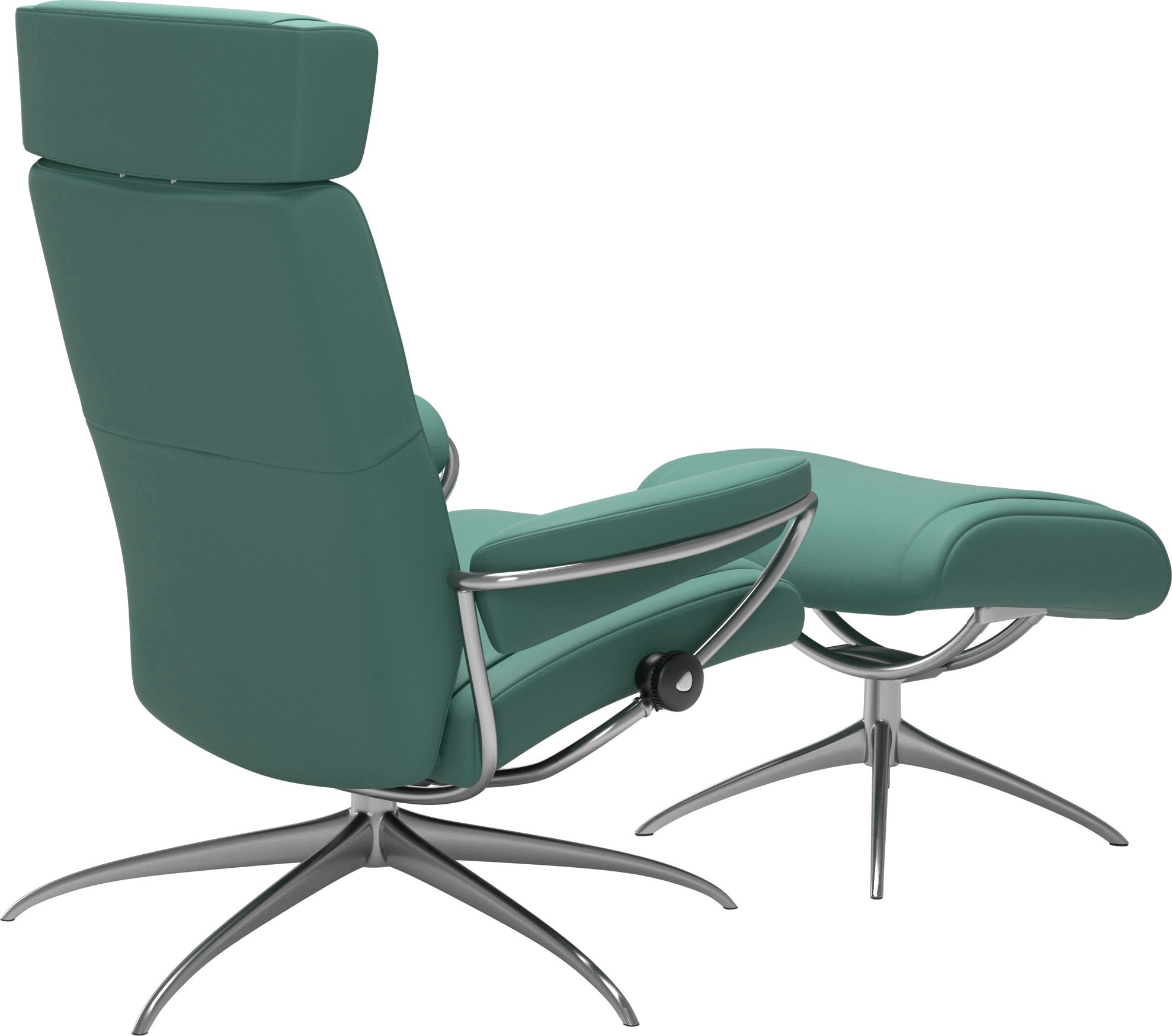 Stressless® Relaxsessel »Paris«, (Set, Relaxsessel mit Hocker), mit Hocker, Low Back mit Kopfstütze, mit Star Base, Gestell Chrom