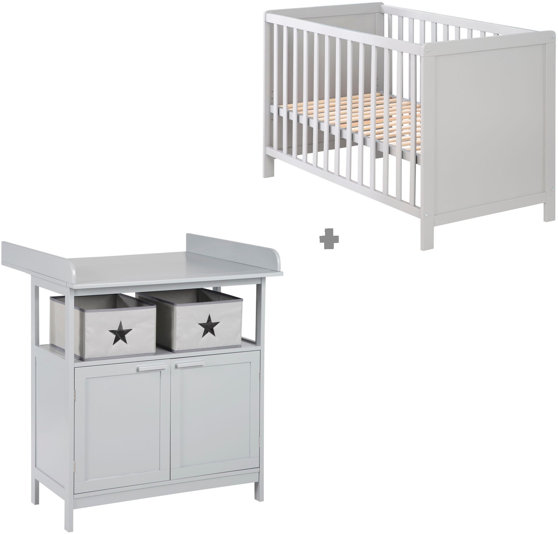 Babymöbel-Set bestellen mit | Kinderbett Kinderbett, mit (Spar-Set, BAUR 2 St., Wickelkommode Türen »Hamburg«, und roba® Wickelkommode), 2