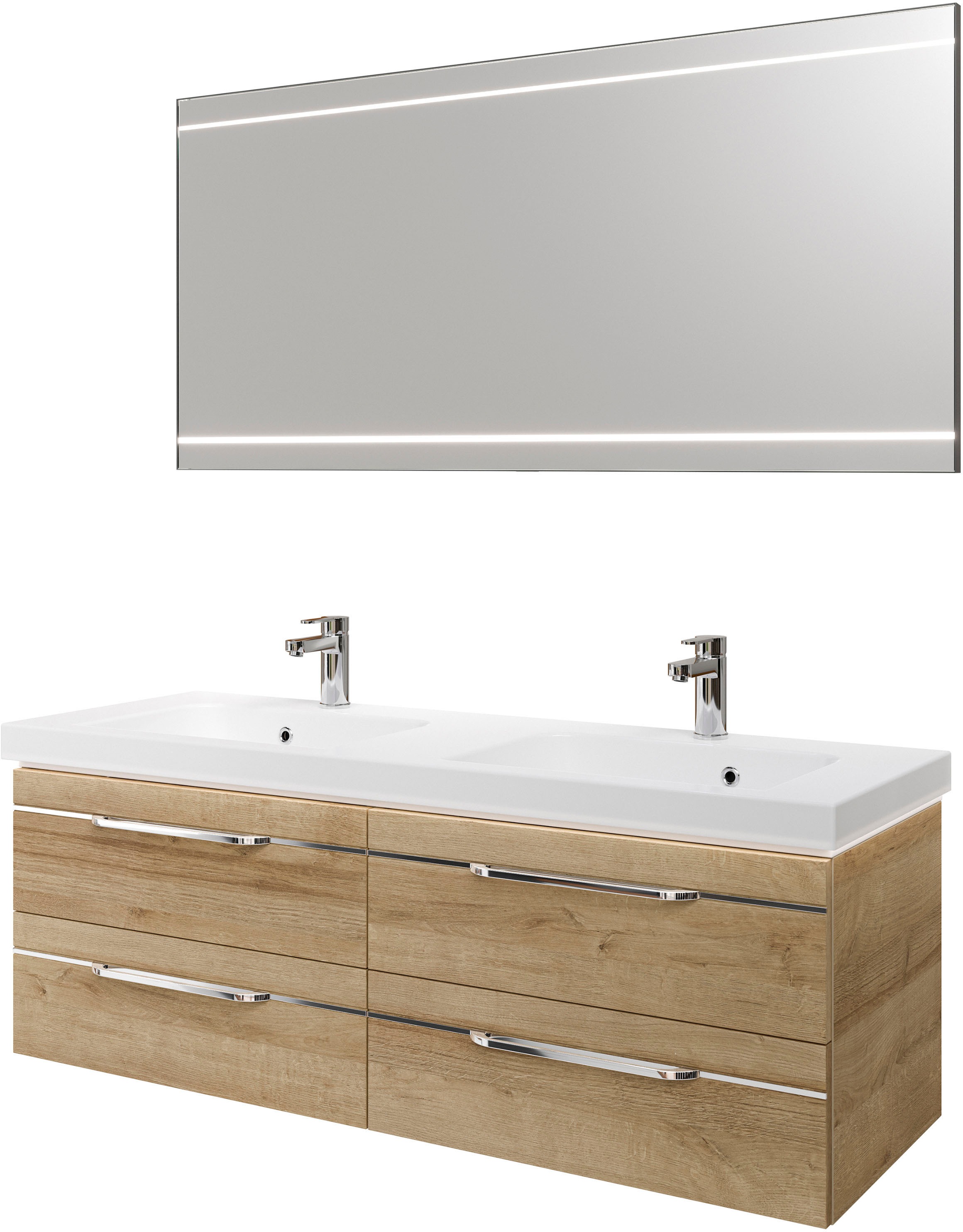 Saphir Badmöbel-Set "Balto 2-teilig Mineralmarmor-Doppelwaschtisch mit LED- günstig online kaufen