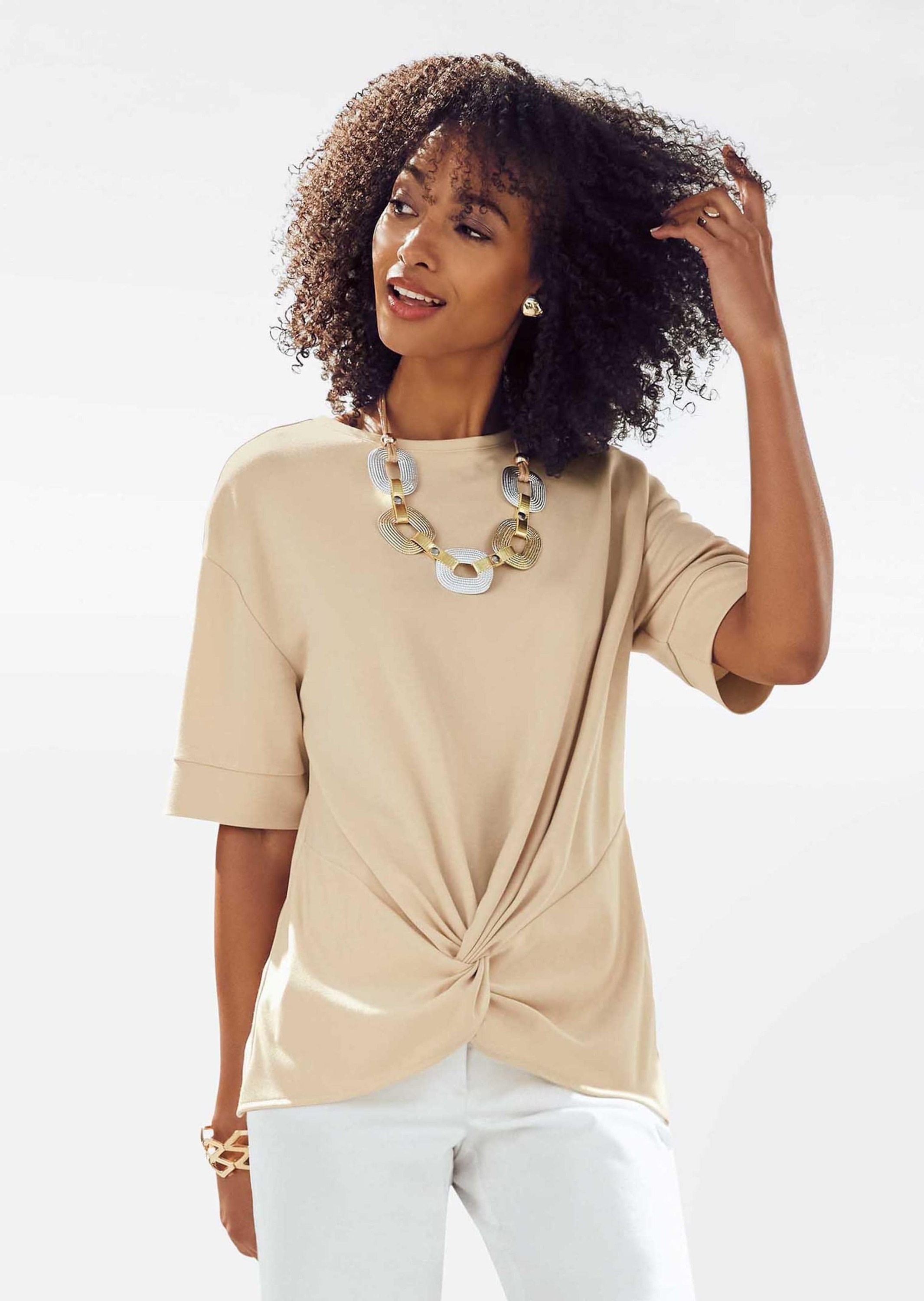 MADELEINE Kurzarmshirt »Sweatshirt Halbarm-Sweatshirt mit Knoten-Effekt«