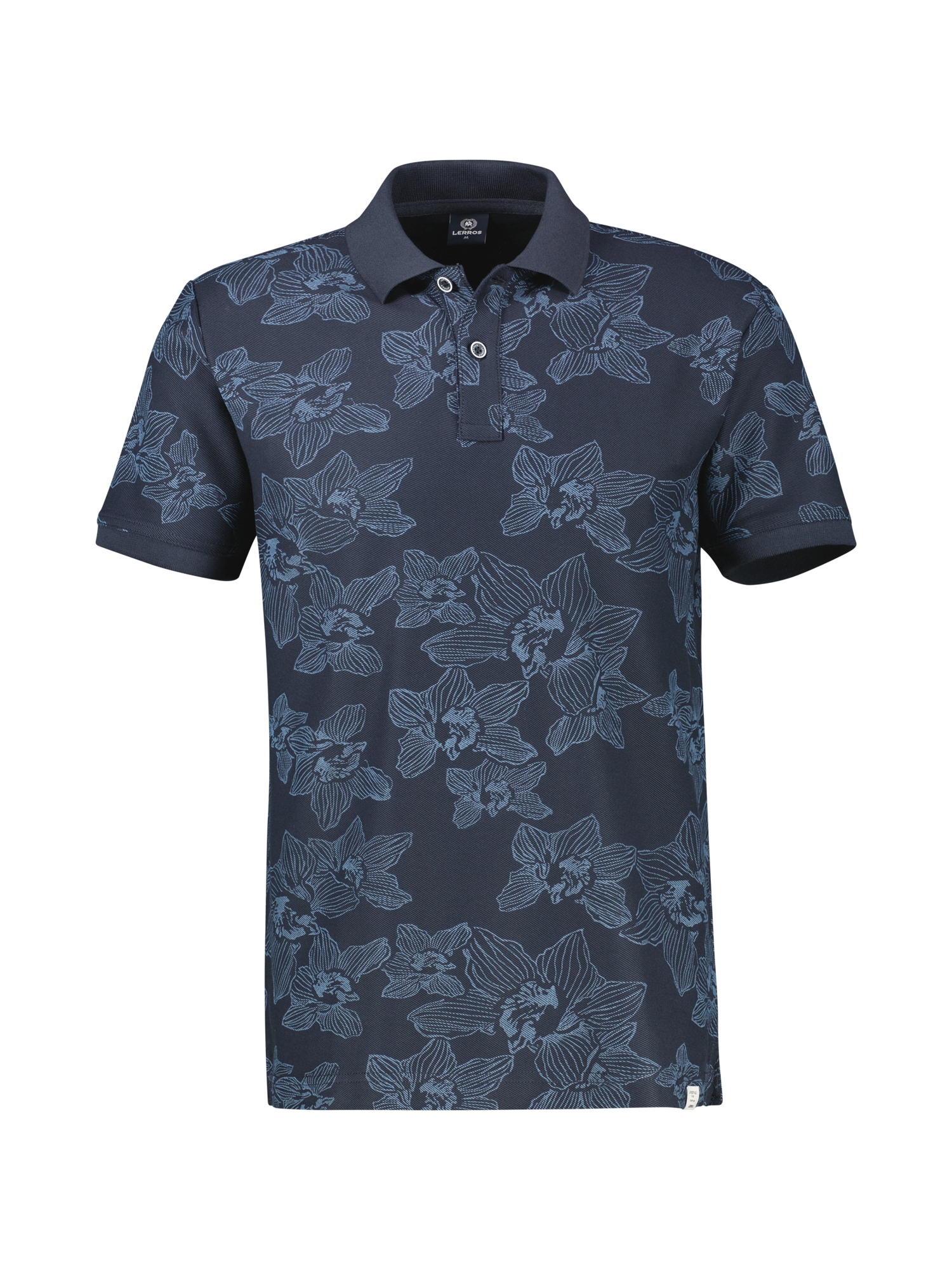 LERROS Poloshirt »Poloshirt mit Print und Flachstrickkragen, große Größen«