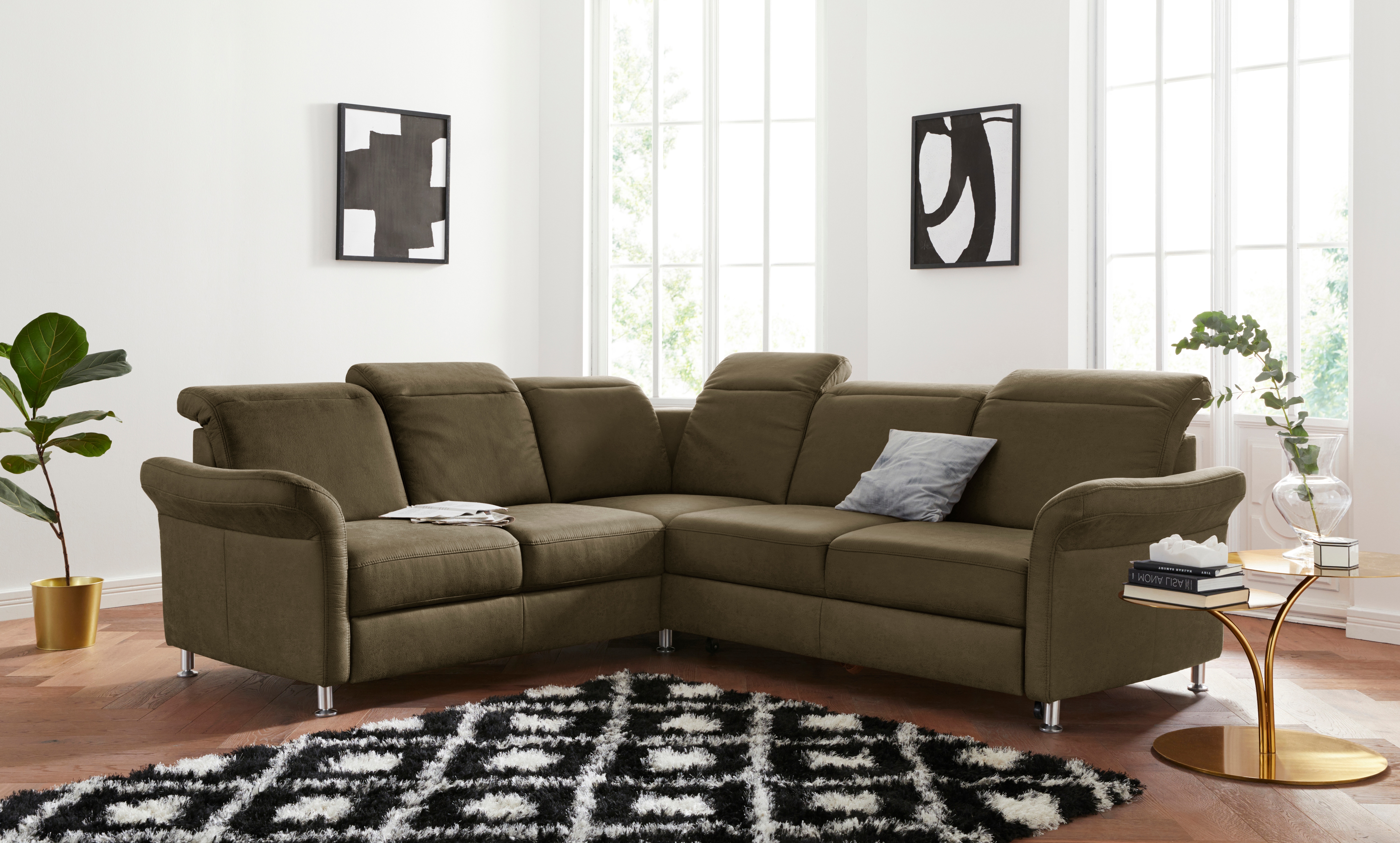 sit&more Ecksofa "Darwin L-Form" inklusive Federkern, wahlweise mit Kopfteilverstellung, Schlaffunktion