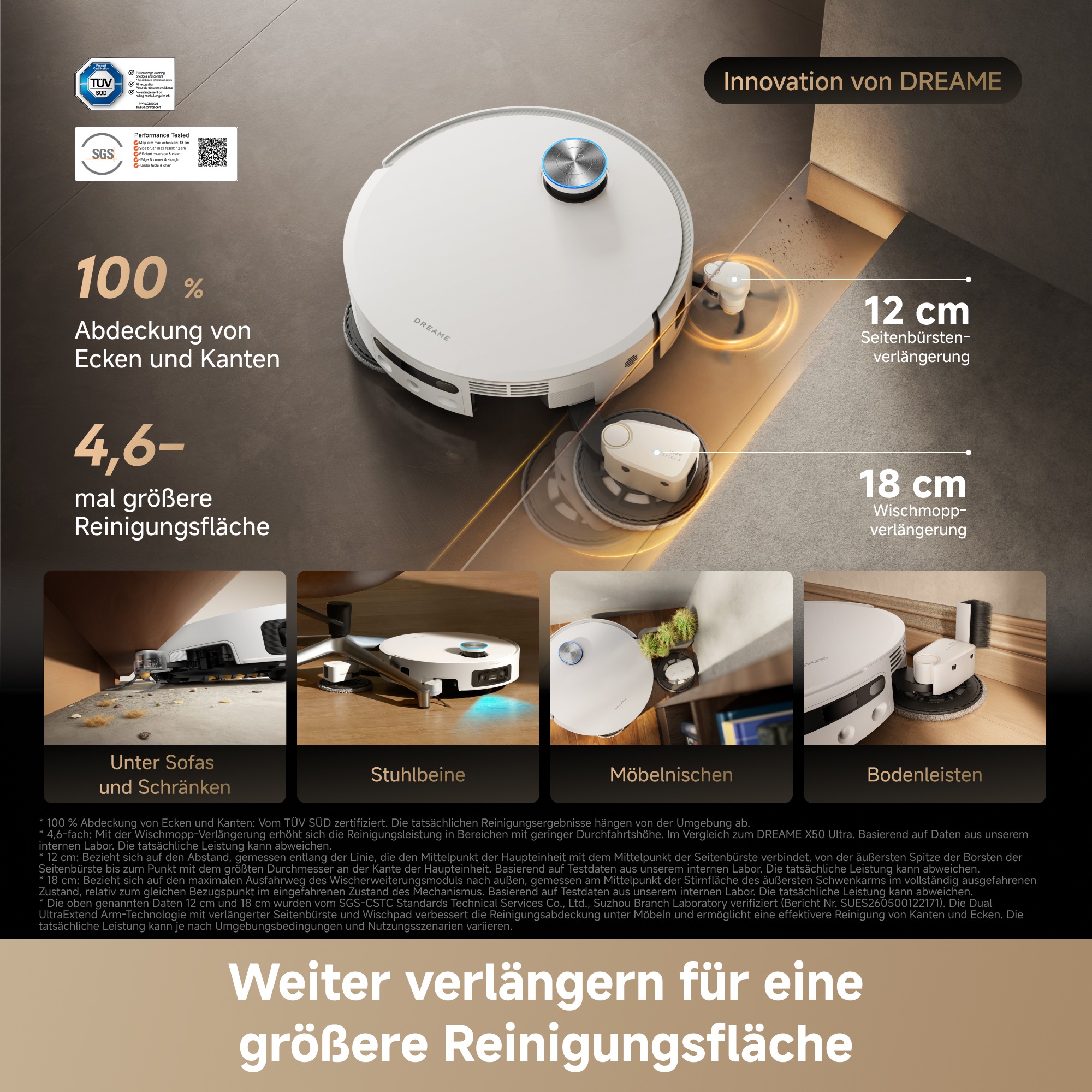 Dreame Saugroboter »X60 Pro Ultra Complete« 42.000 Pa , Multi-Wischmopp, KI-Dual-Kamera
