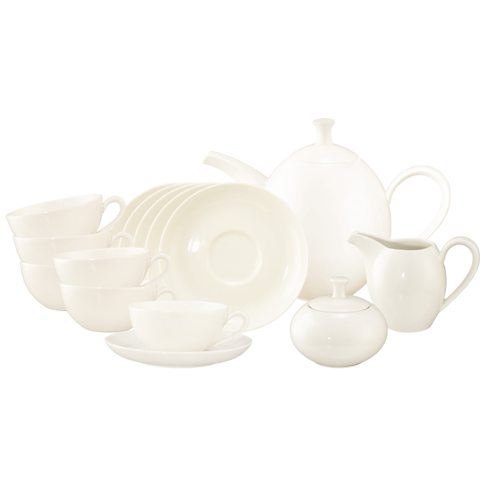 Seltmann Weiden Geschirr-Set "Teeservice Savona Fine Diamond 15er Set creme" Spülmaschinenfest, Mikrowellensicher, Ofenfest