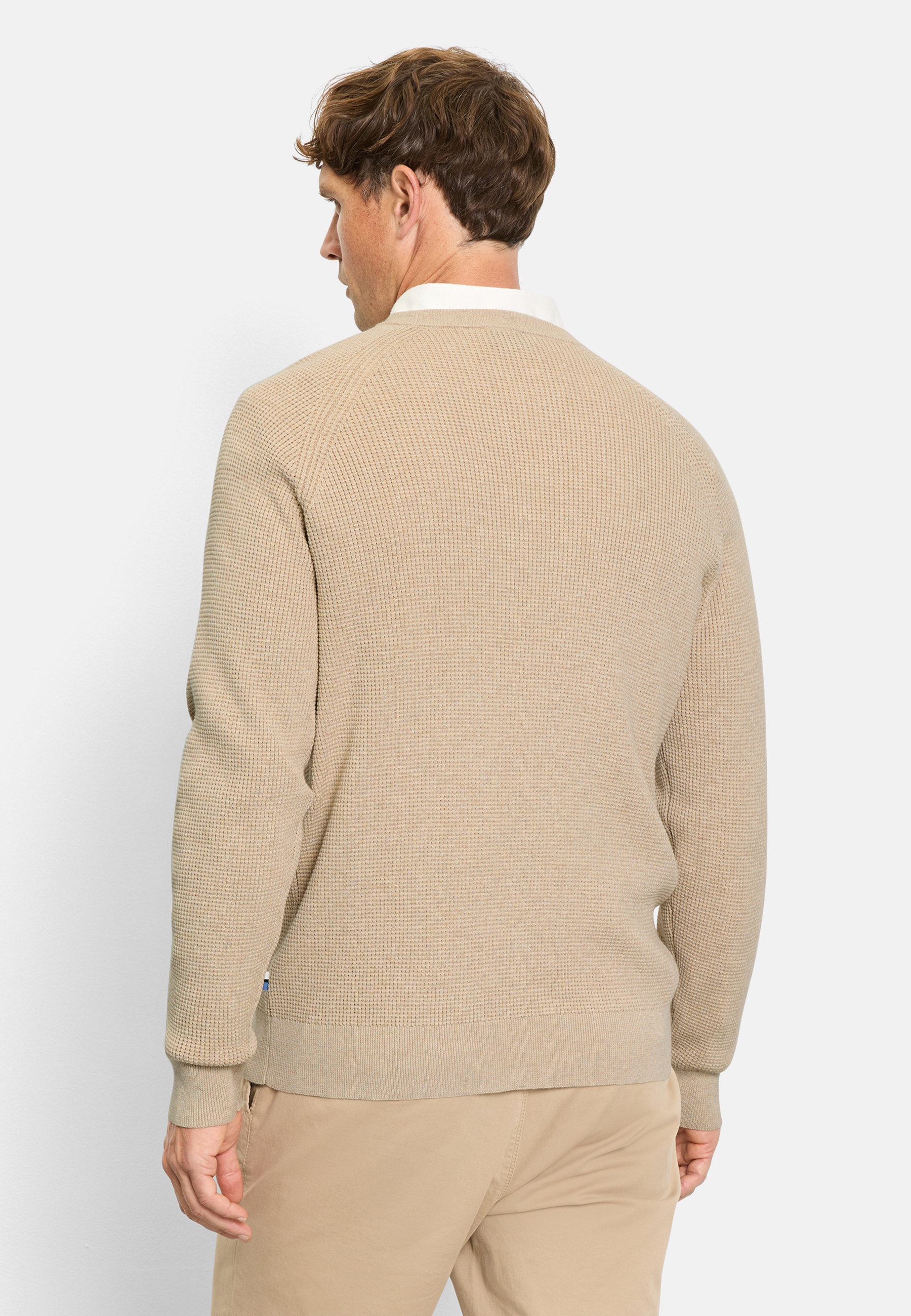 Strickpullover OLYMP "OLYMP Casual Strick", Herren, Gr. 4XL, hellbeige, 89% Baumwolle, 11% Polyamid, Pullover Strickpullover 6
