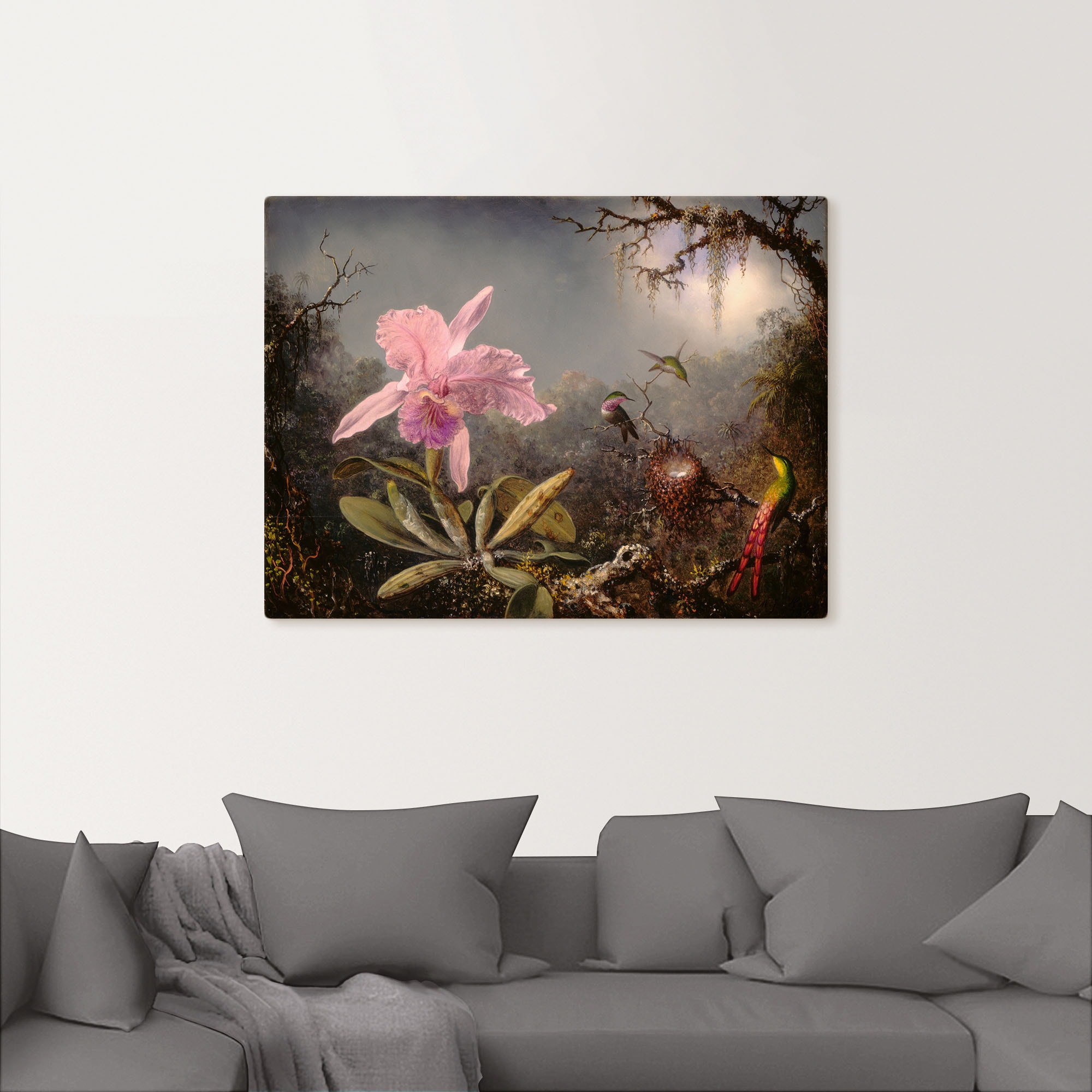 Artland Wandbild oder kaufen Poster Alubild, | drei Leinwandbild, (1 Blumenbilder, versch. Orchidee Kolibris.«, St.), als Größen »Cattleya BAUR Wandaufkleber in und