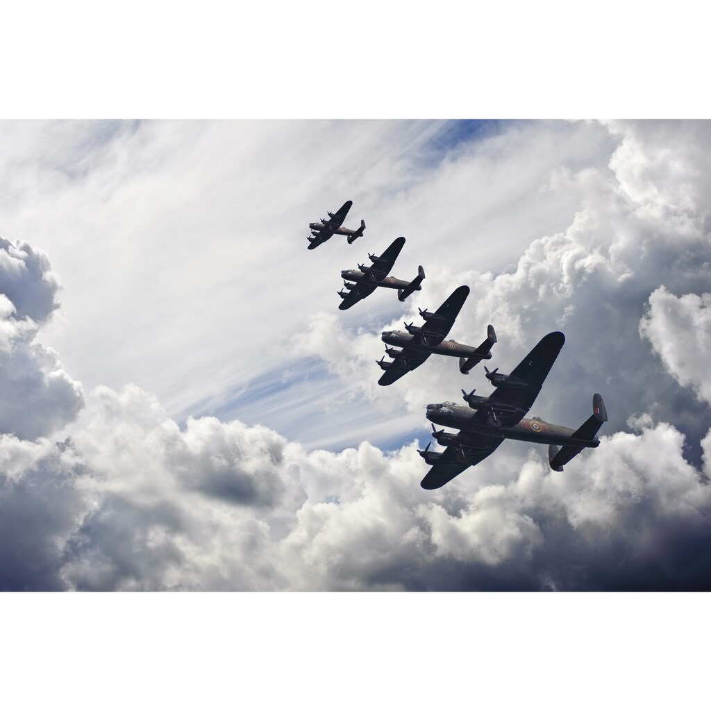 Papermoon Fototapete »VINTAGE FLUGZEUGE-LANCASTER FLUGZEUG WOLKEN HIMMEL XXL«