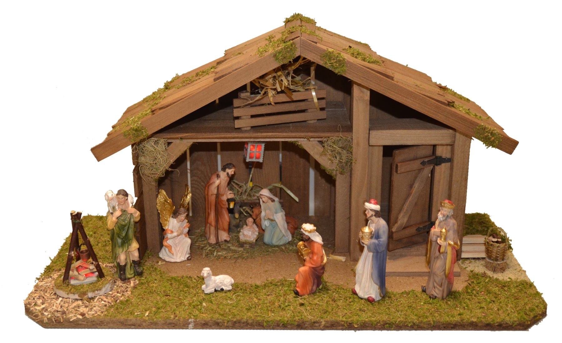 Alfred Kolbe Krippe "Krippenstall ohne Trafo" mit Laterne, Lagerfeuer,Korb, günstig online kaufen
