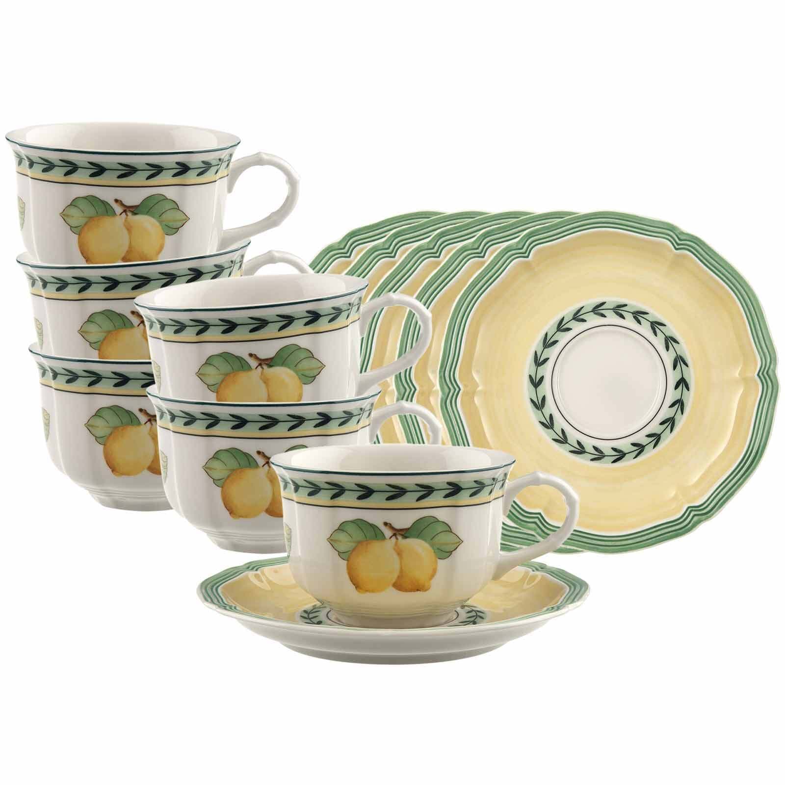 Villeroy & Boch Tasse "Teetassen mit Untertassen French Garden Fleurence 130 ml 6er Set bunt" Spülmaschinengeeignet, Mikrowellenfest