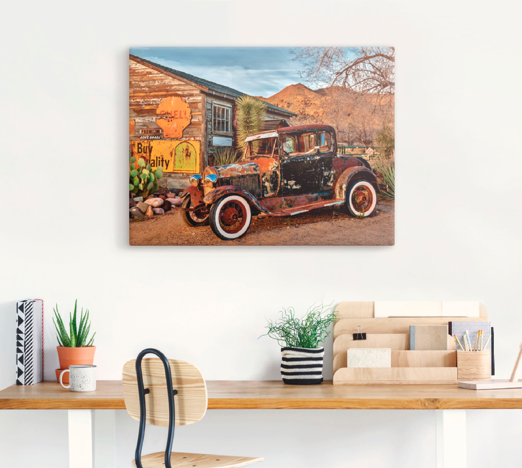 Artland Wandbild »Oldtimer Route 66 Hackberry«, Auto, (1 St.), als Leinwandbild, Wandaufkleber in verschied. Größen