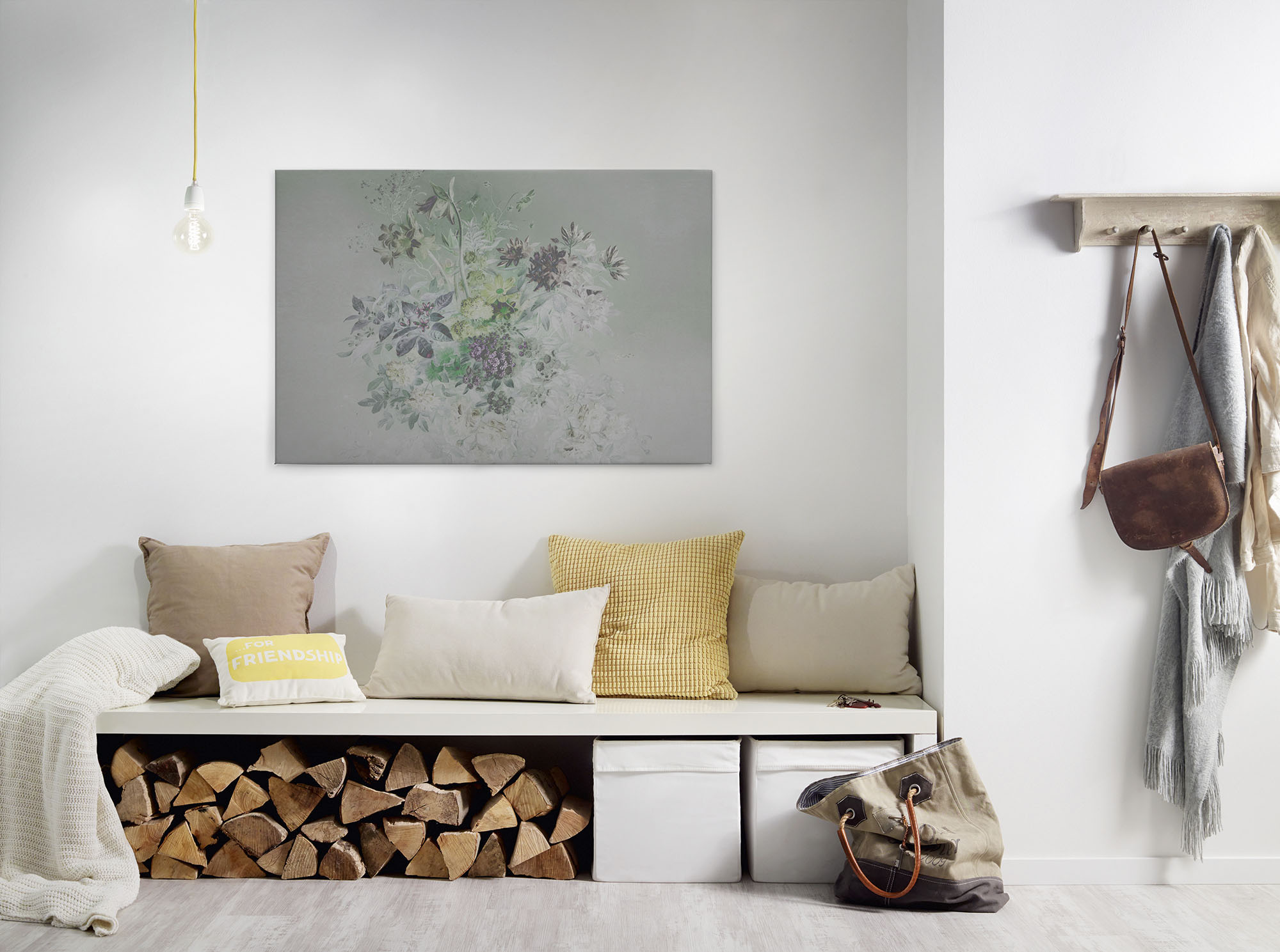A.S. Création Leinwandbild "bouquet pastel" Blumen Kunst 1 Stk. tlg. Keilrahmen Blumen Floral Grau Pastel Leinwand-Bild Wohnzimmer modern