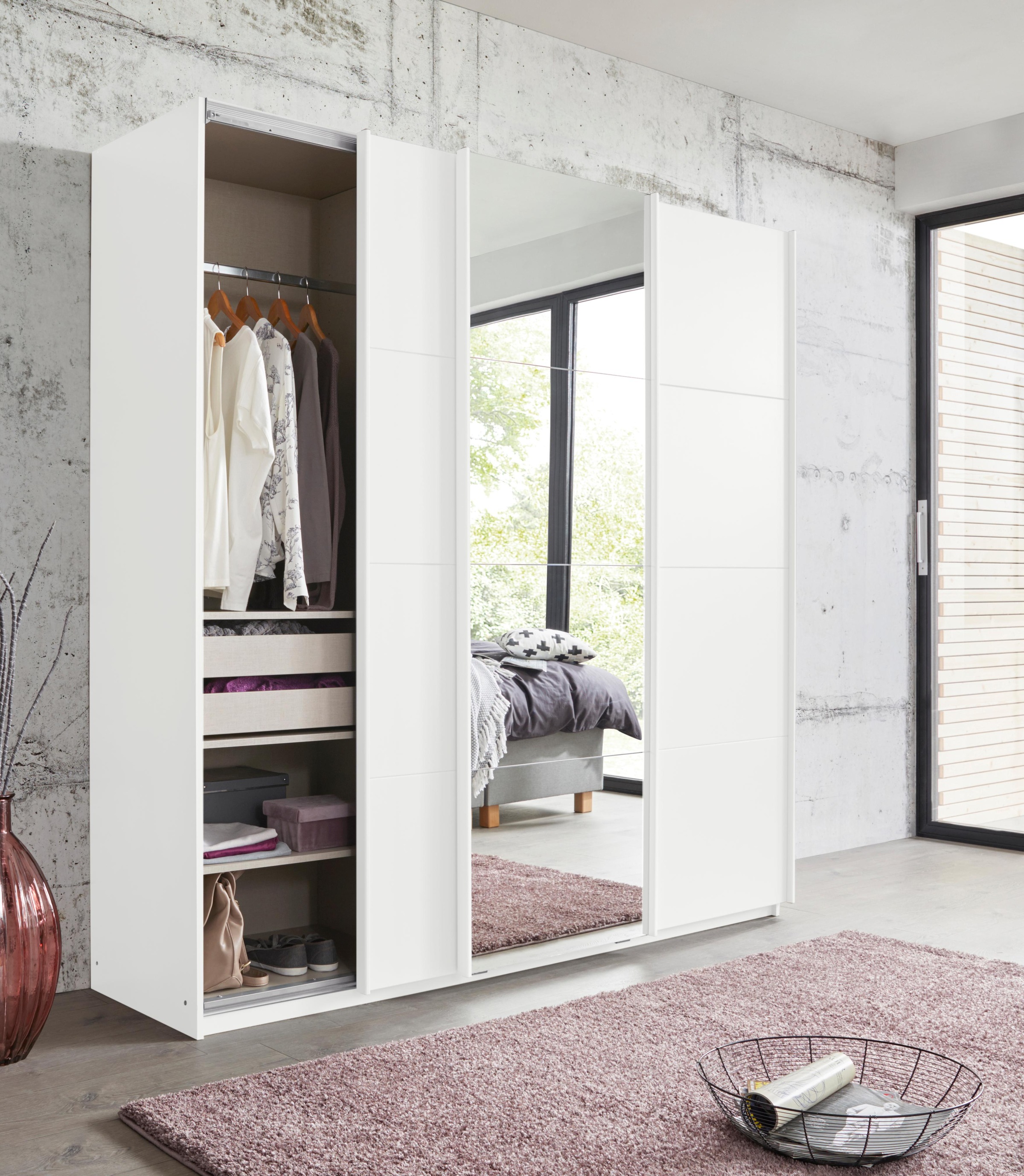 rauch Schwebetürenschrank »Kleiderschrank Schrank Garderobe Wäscheschrank BESTSELLER KEPAN«, inkl. Schubladen-Einsatz und extra Einlegeböden MADE IN GERMANY