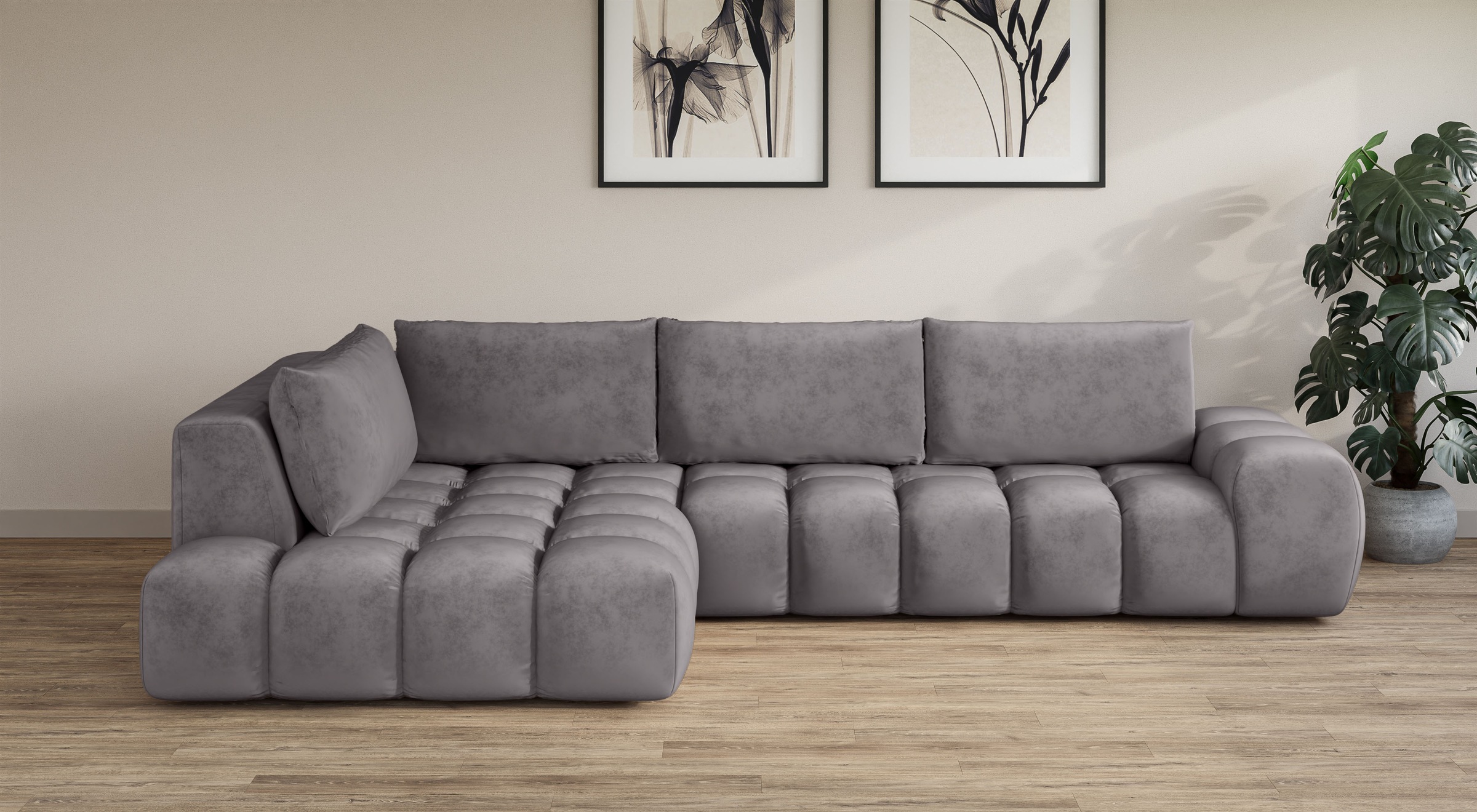 OTTO home Ecksofa "AZITA L-Form, XXL 352 cm Designsofa in Bubble-Opitk" los günstig online kaufen