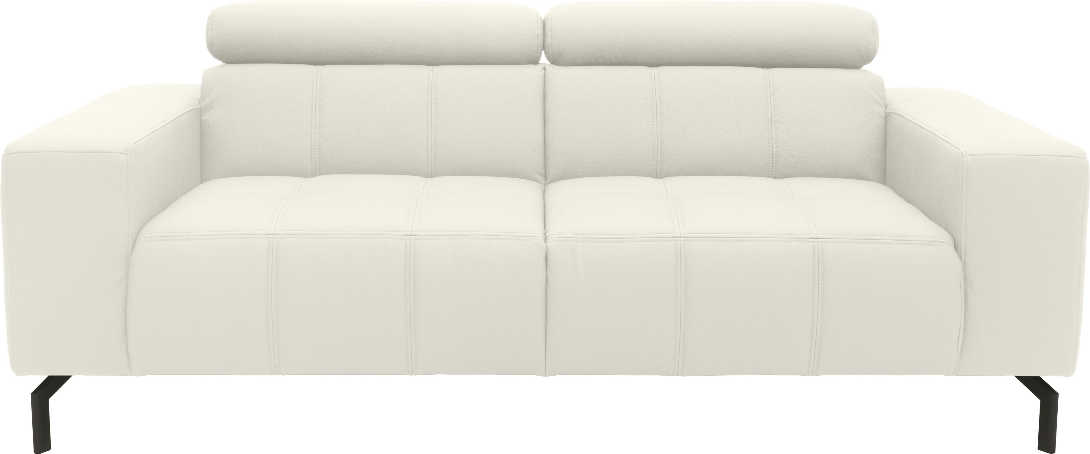 DOMO collection 2-Sitzer "Cunelli, moderne Sitznähte als Designelement, fester Sitzkomfort" whlw. verstellbare Kopfteile, passend für gängige Saugroboter