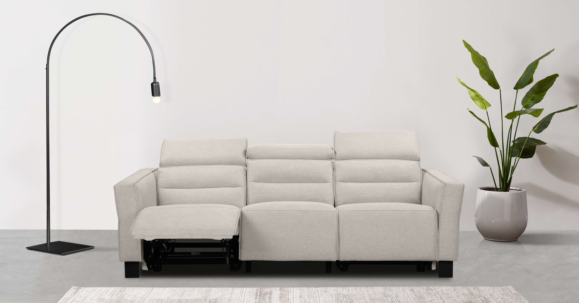 OTTO home 3-Sitzer "Carpari Webstoff, 224 cm, man./elektr. Relaxfunktion" (USB A/C), sowie Kopfteilverstellung