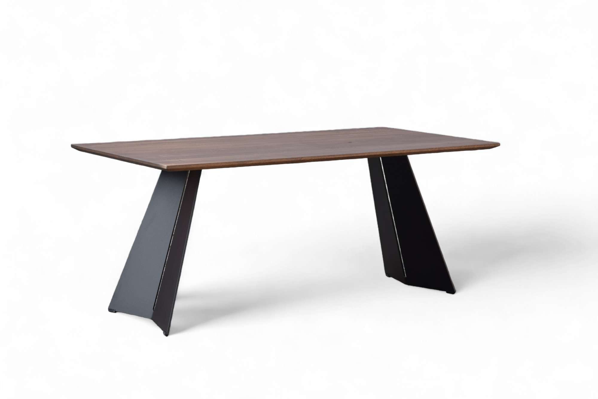 Esstisch OTTO HOME "Winteregg Küchentisch, Metall-Wangengestell, Wildeiche massiv geölt", braun (braun, schwarz, braun), B:180cm H:76cm T:90cm, Tische, Esstisch, Baum Kante oder Schweizer Kante, erhältlich in 3 Größen und 2 Farben
