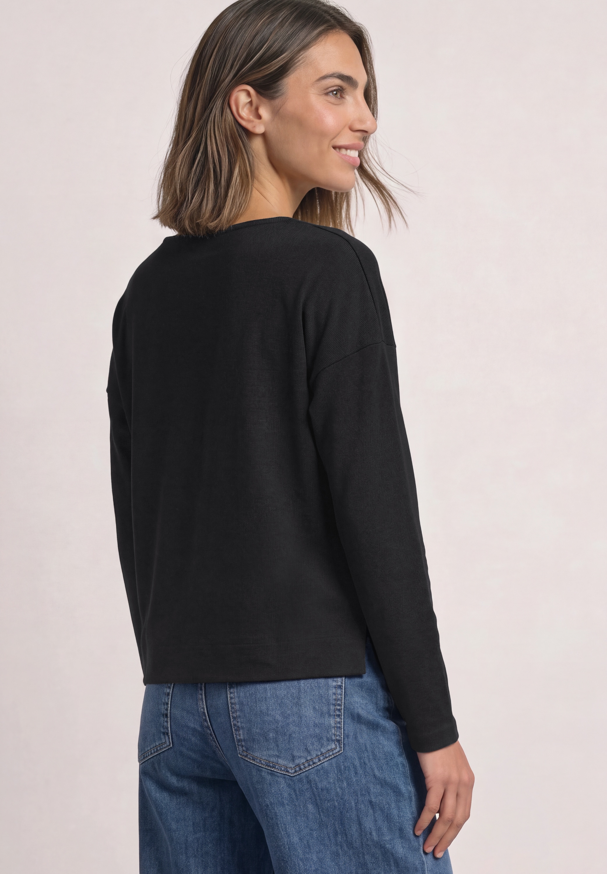 STREET ONE Langarmshirt aus softem Materialmix