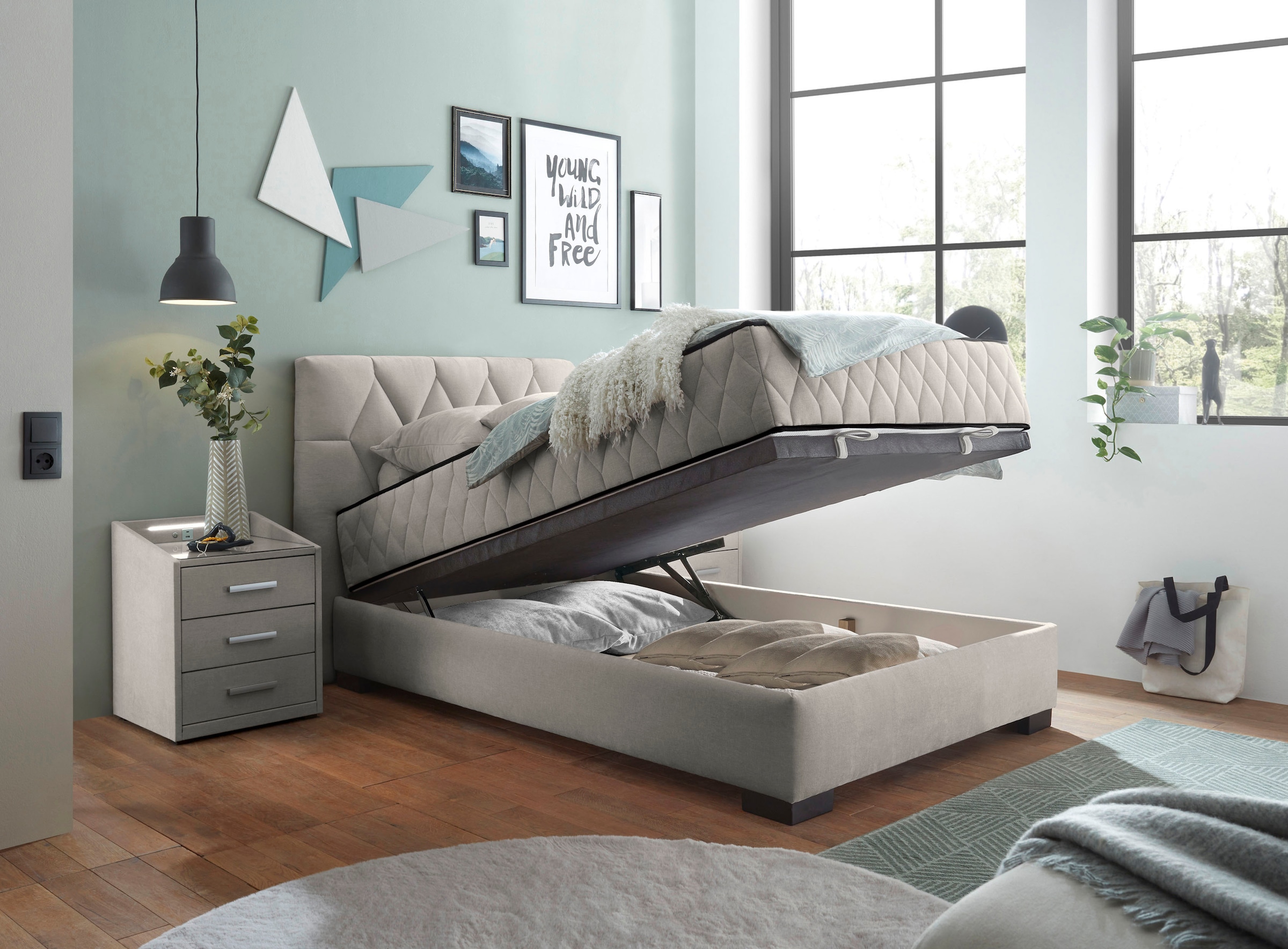ED EXCITING DESIGN Boxbett »Nagol«, mit Bettkasten, mit Wendematratze, erhältlich in verschiedenen Breiten