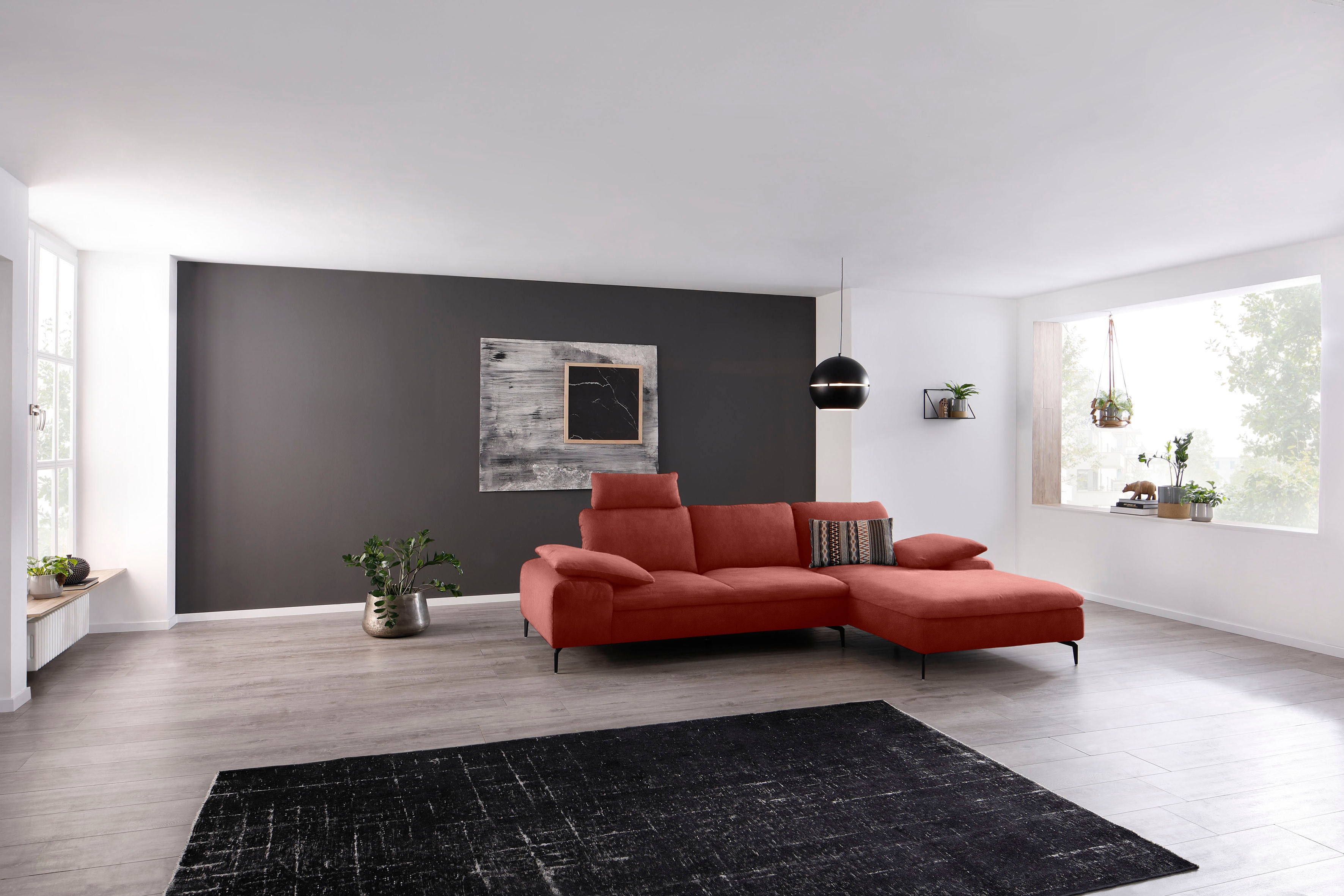 W.SCHILLIG Ecksofa "valentinoo, Designsofa, bequem, elegant und zeitlos, L-Form" inklusive Hocker, mit Sitztiefenverstellung, Breite 299 cm