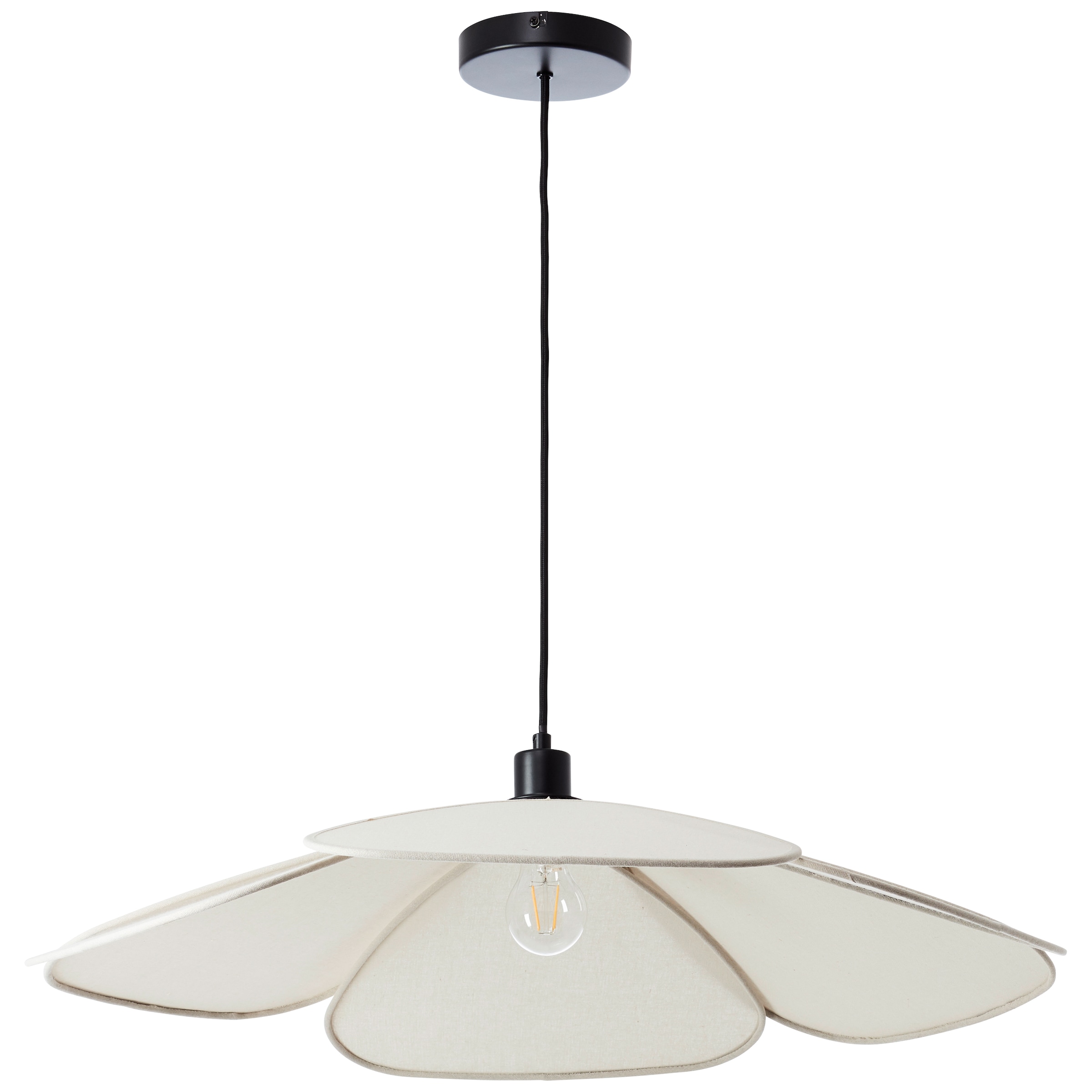 Brilliant Pendelleuchte »Capucine« E27 1 Stk. Hängeleuchte mit blütenförmigem Schirm, 77 cm, E27, Textil, beige